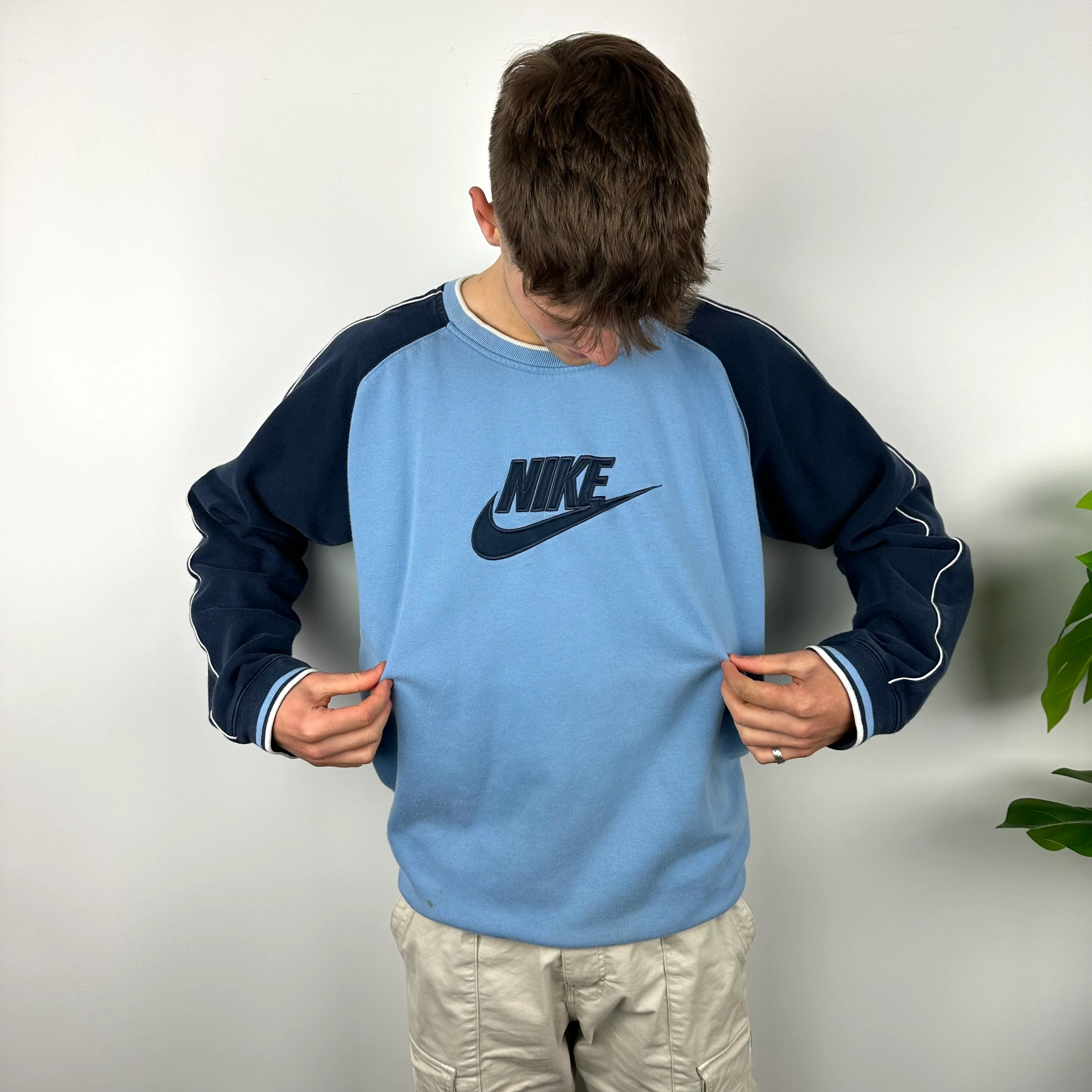 Nike Blue Embroidered Spell Out Sweatshirt (XXL) - Image 8