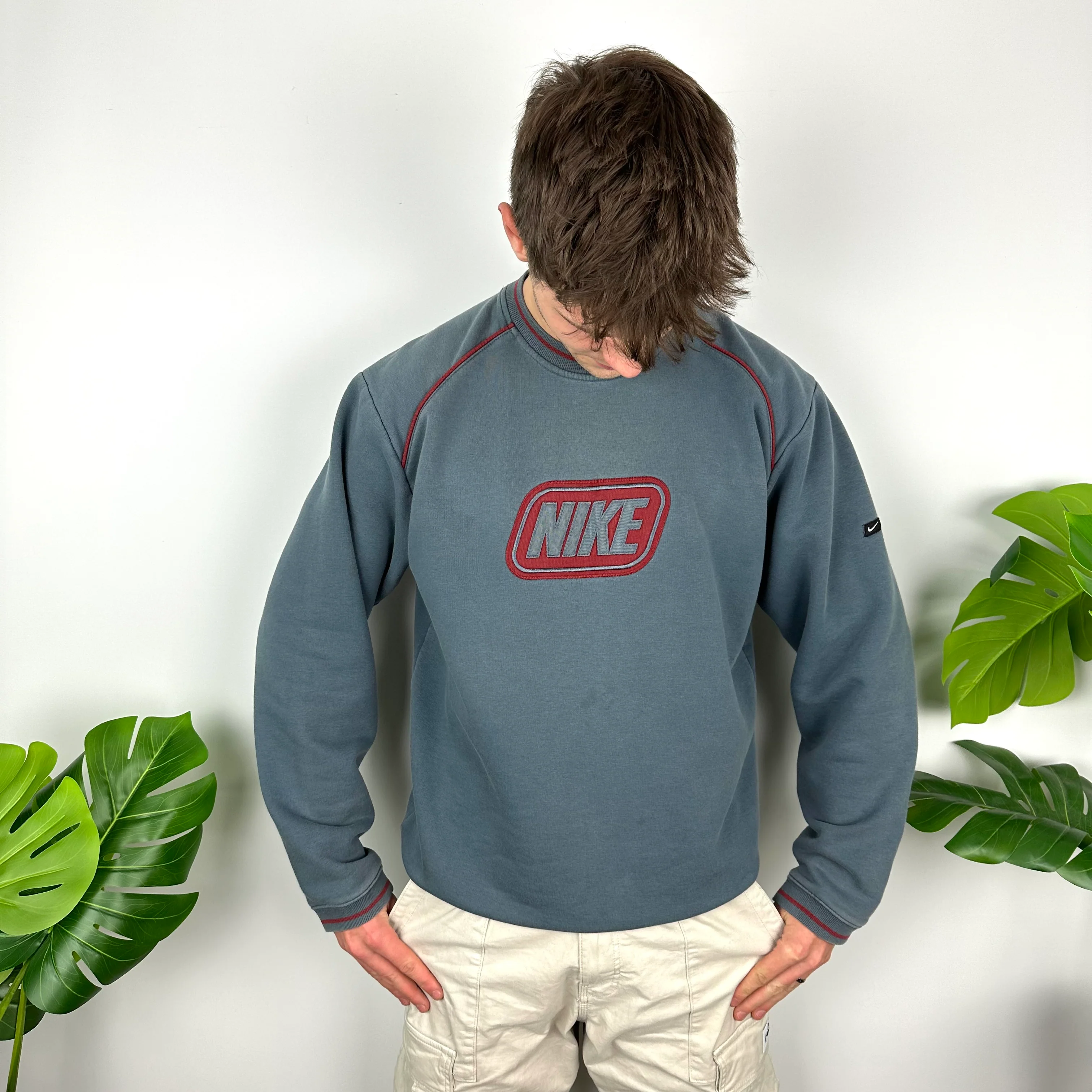 Nike Blue Embroidered Spell Out Sweatshirt (L) - Image 5