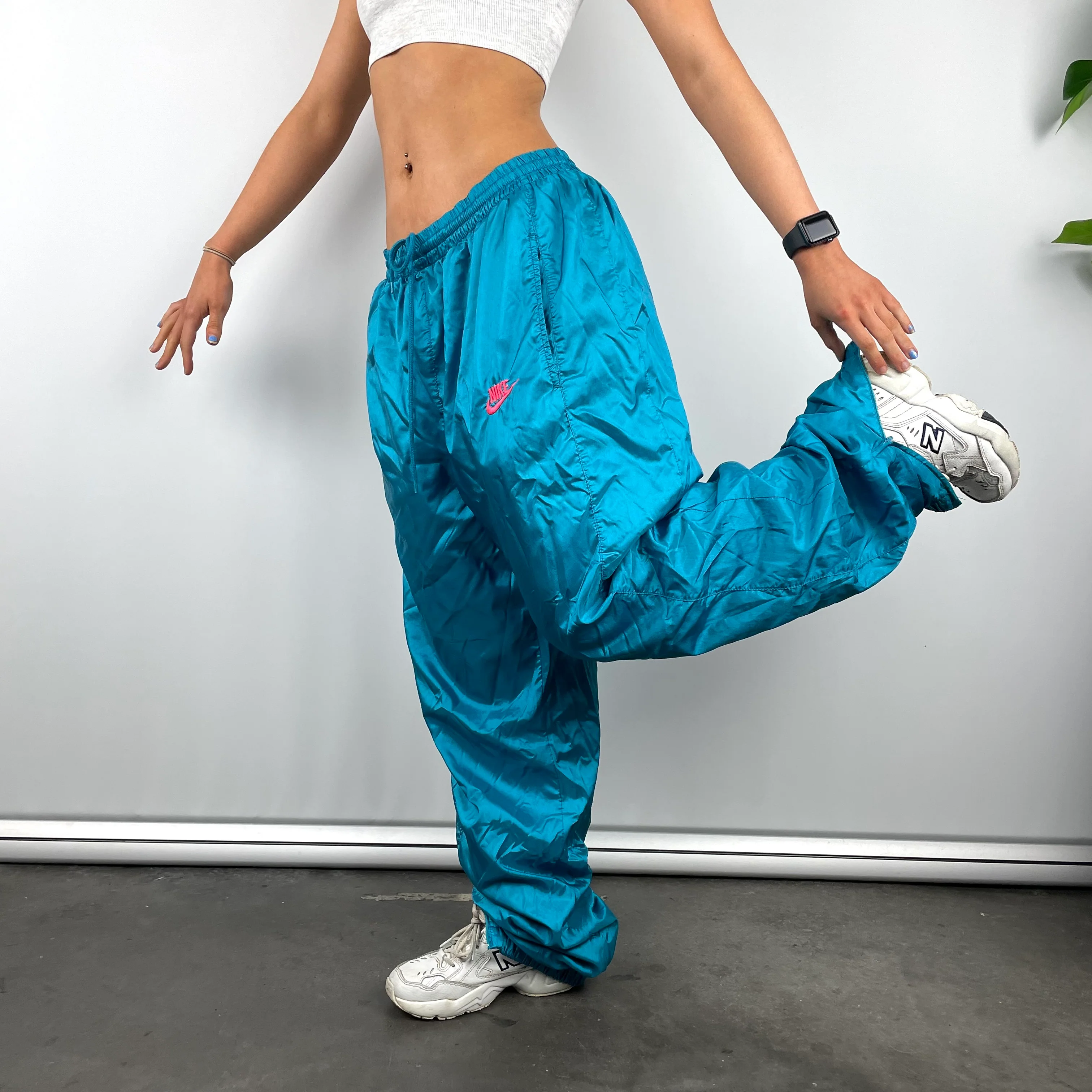 Nike Blue Embroidered Spell Out Track Pants (L) - Image 3