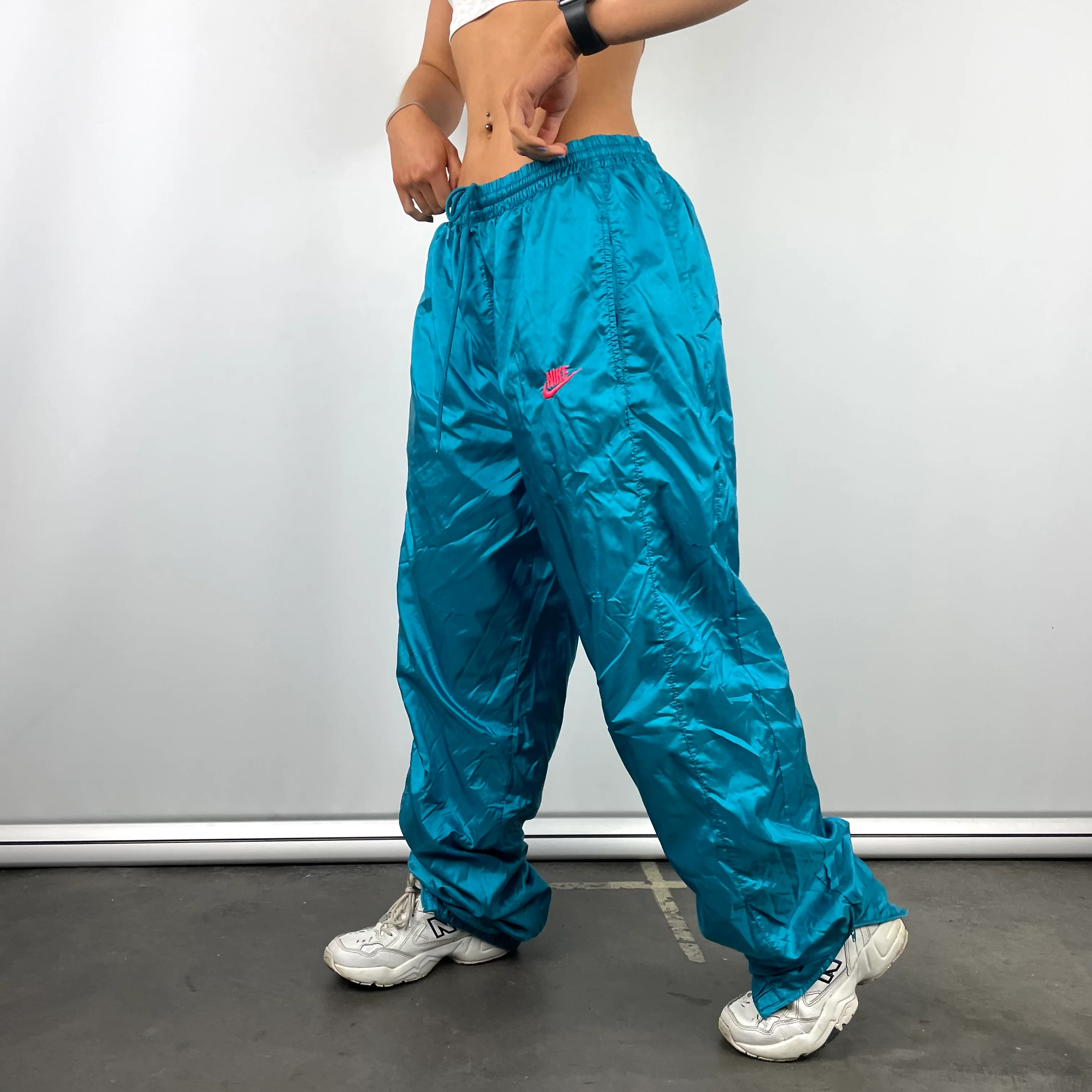 Nike Blue Embroidered Spell Out Track Pants (L) - Image 6