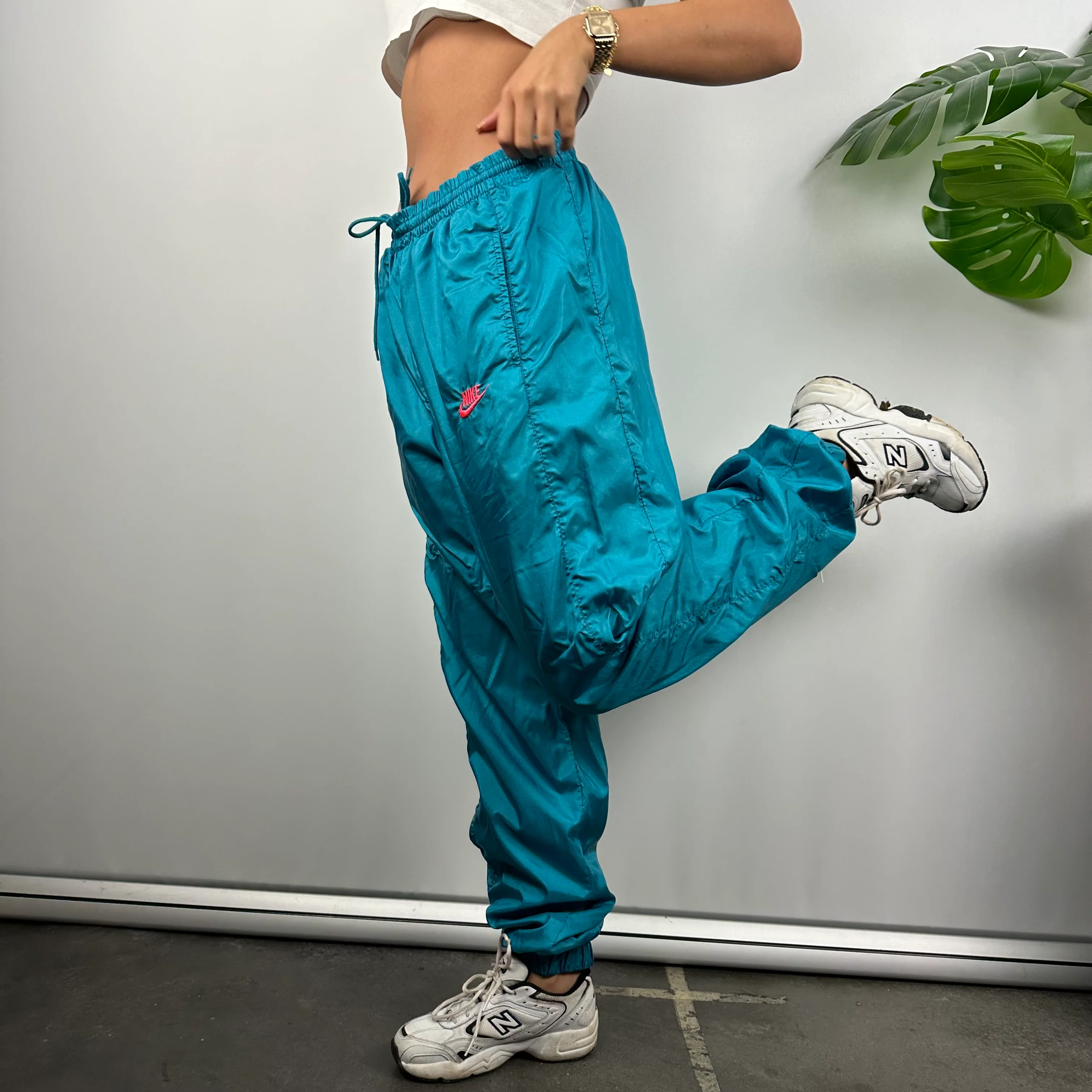 Nike Blue Embroidered Spell Out Track Pants (M) - Image 3