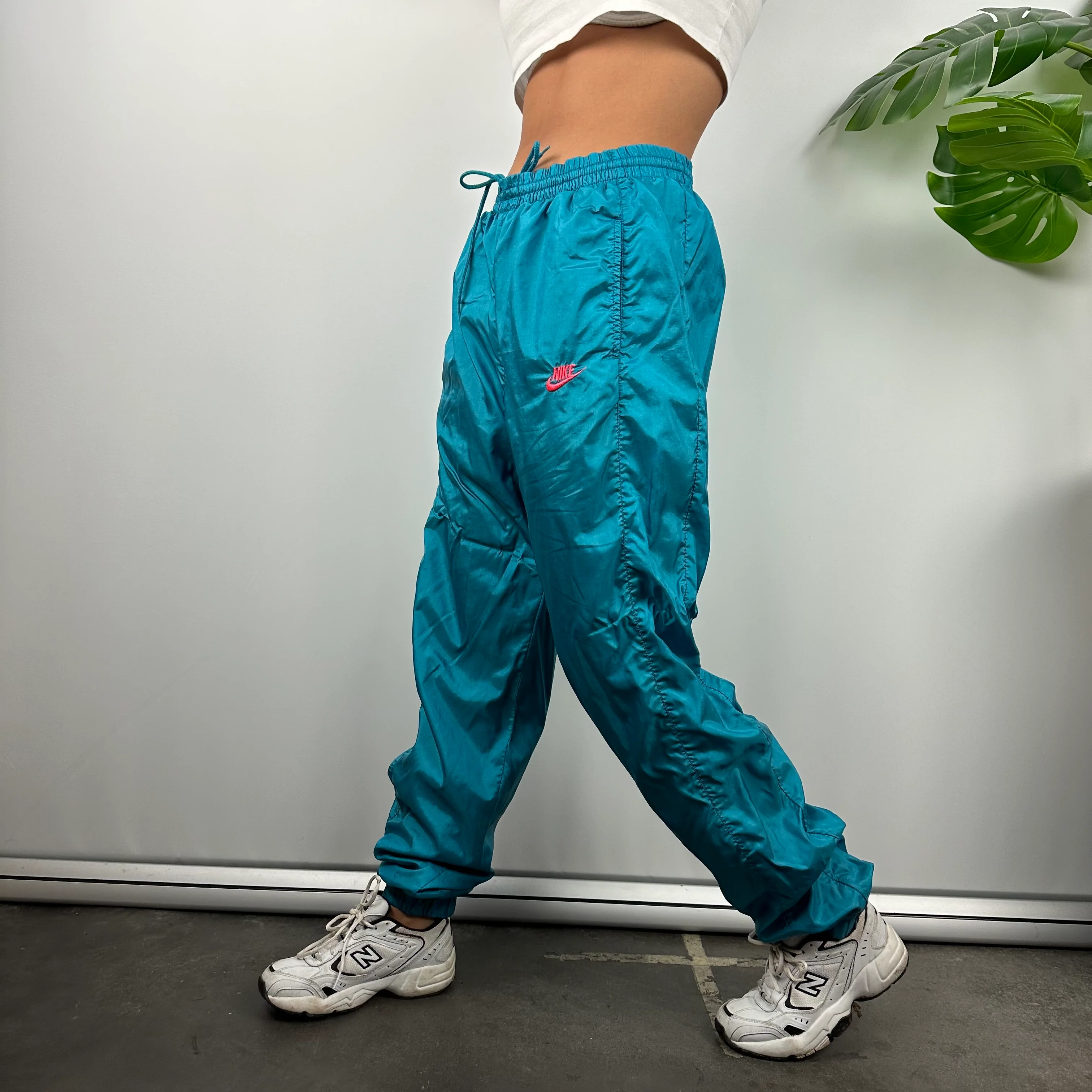 Nike Blue Embroidered Spell Out Track Pants (M) - Image 5