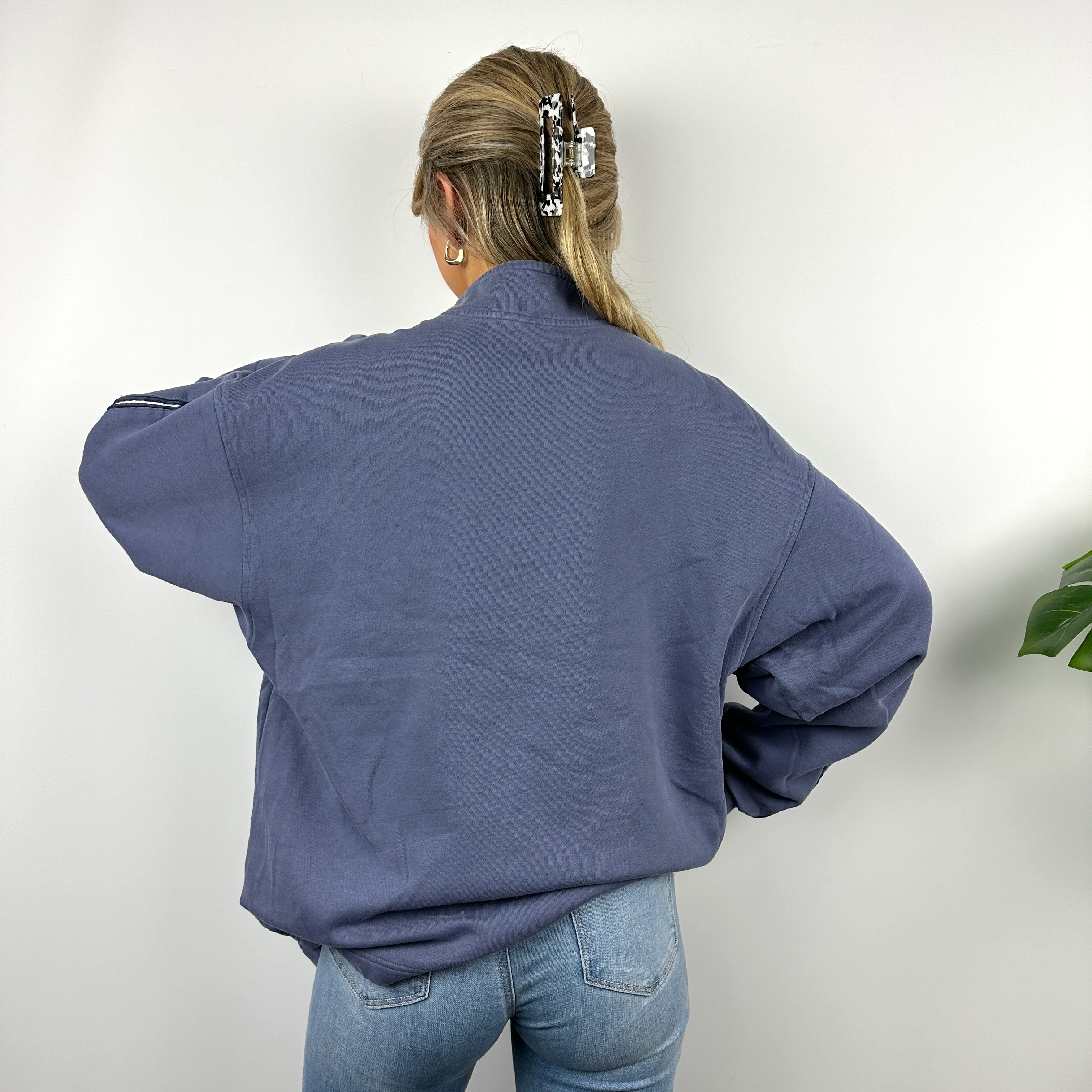 Nike Blue Embroidered Swoosh Quarter Zip Sweatshirt (L) - Image 4