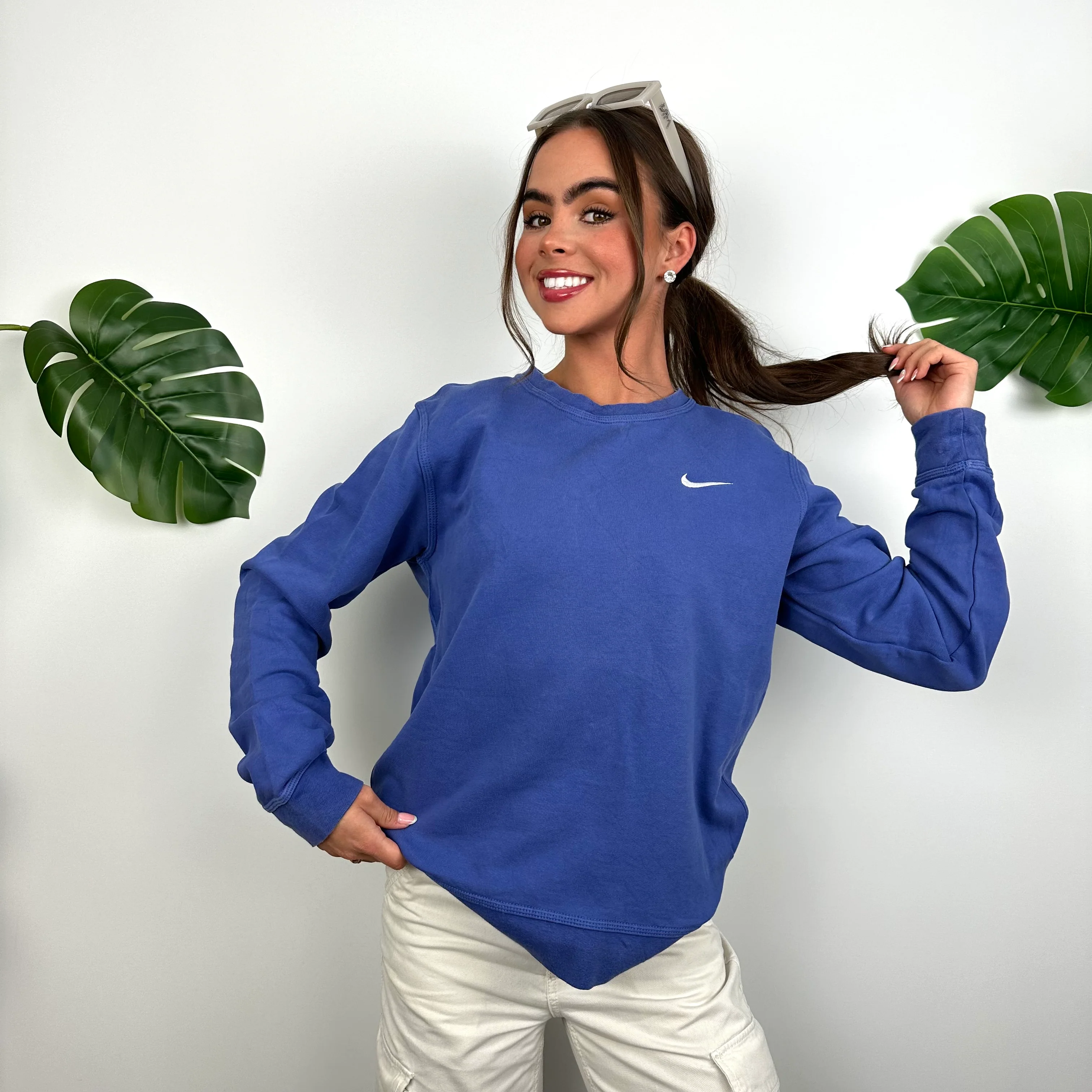 Nike Blue Embroidered Swoosh Sweatshirt (M) - Image 5
