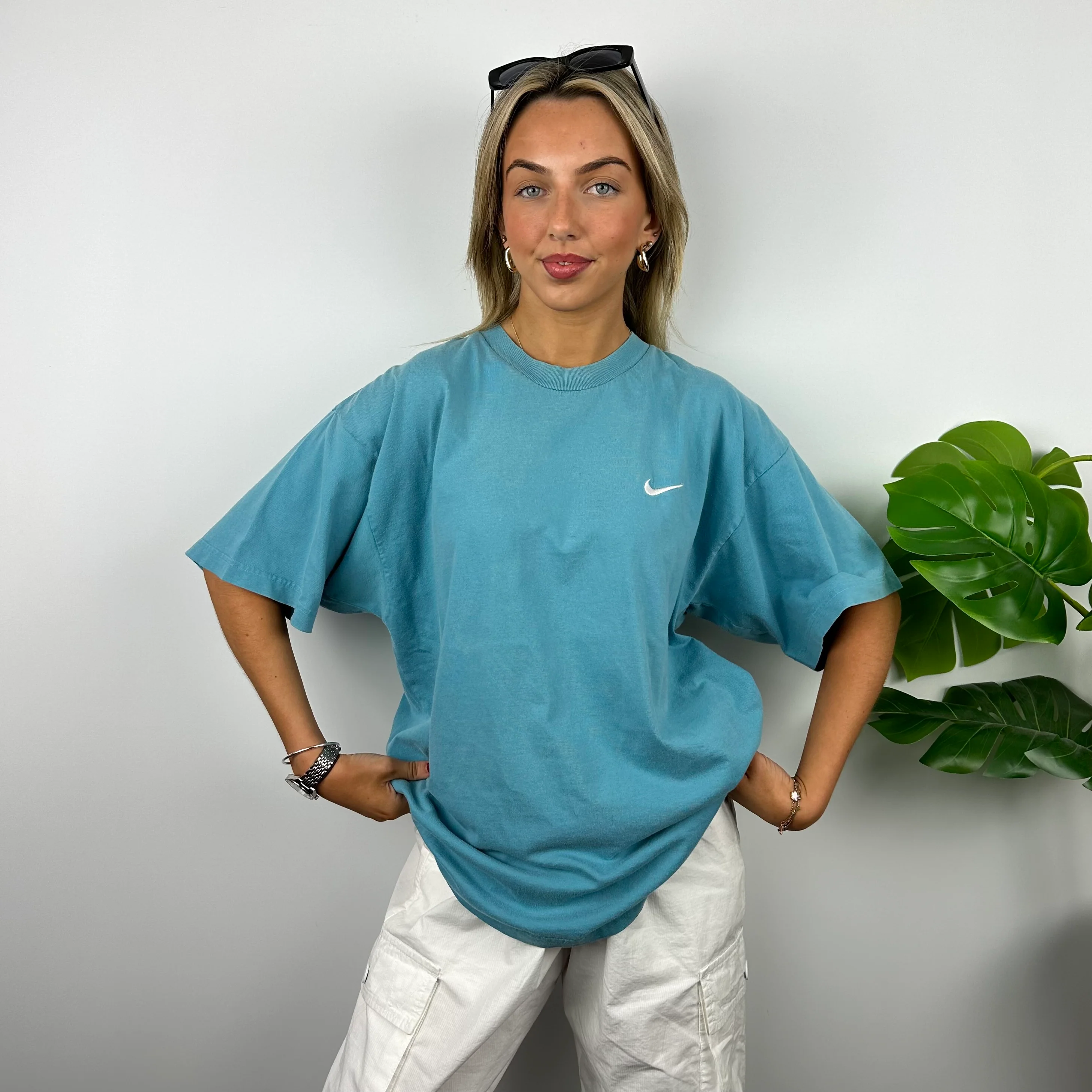 Nike Blue Embroidered Swoosh T Shirt (L) - Image 2