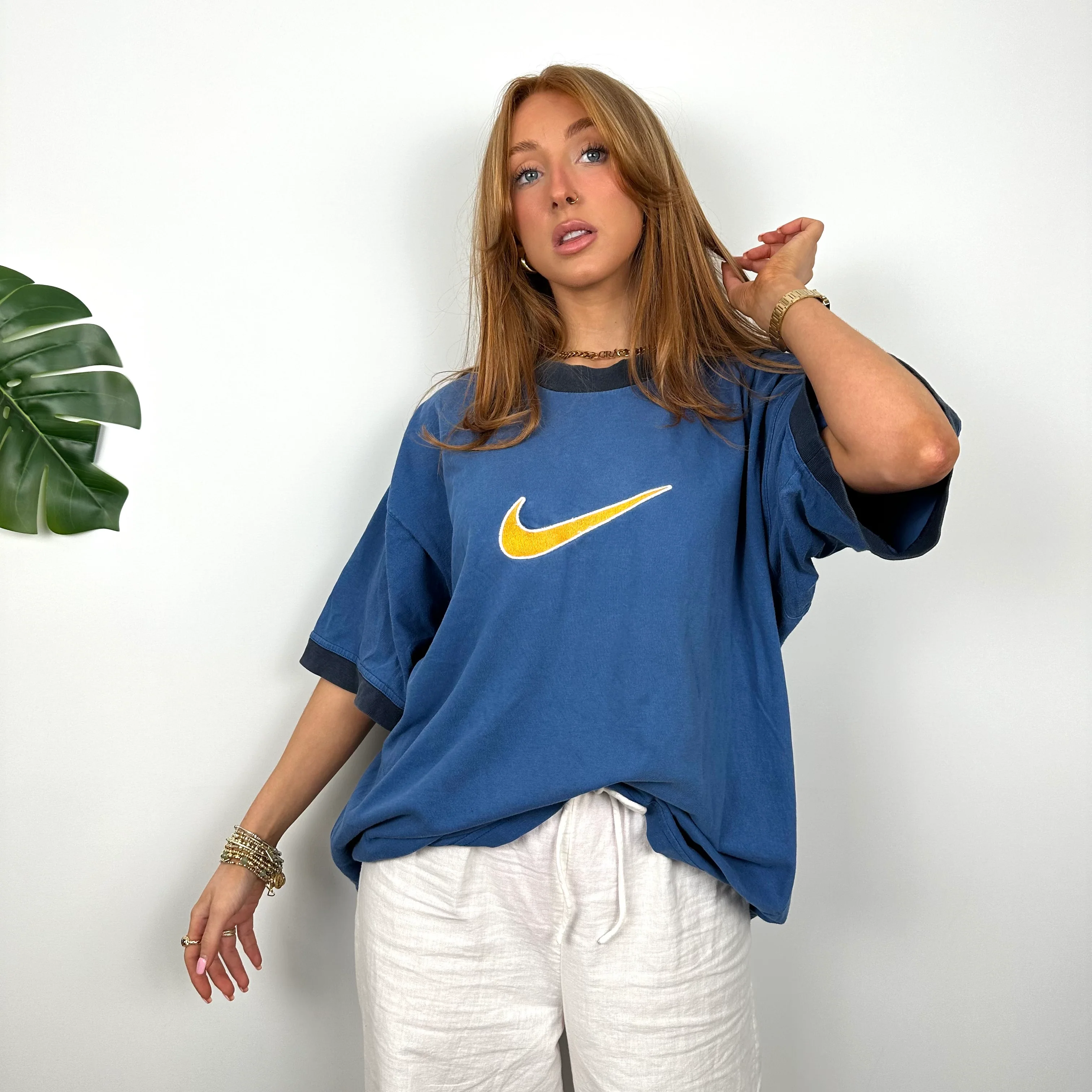 Nike Blue Embroidered Swoosh T Shirt (M) - Image 2