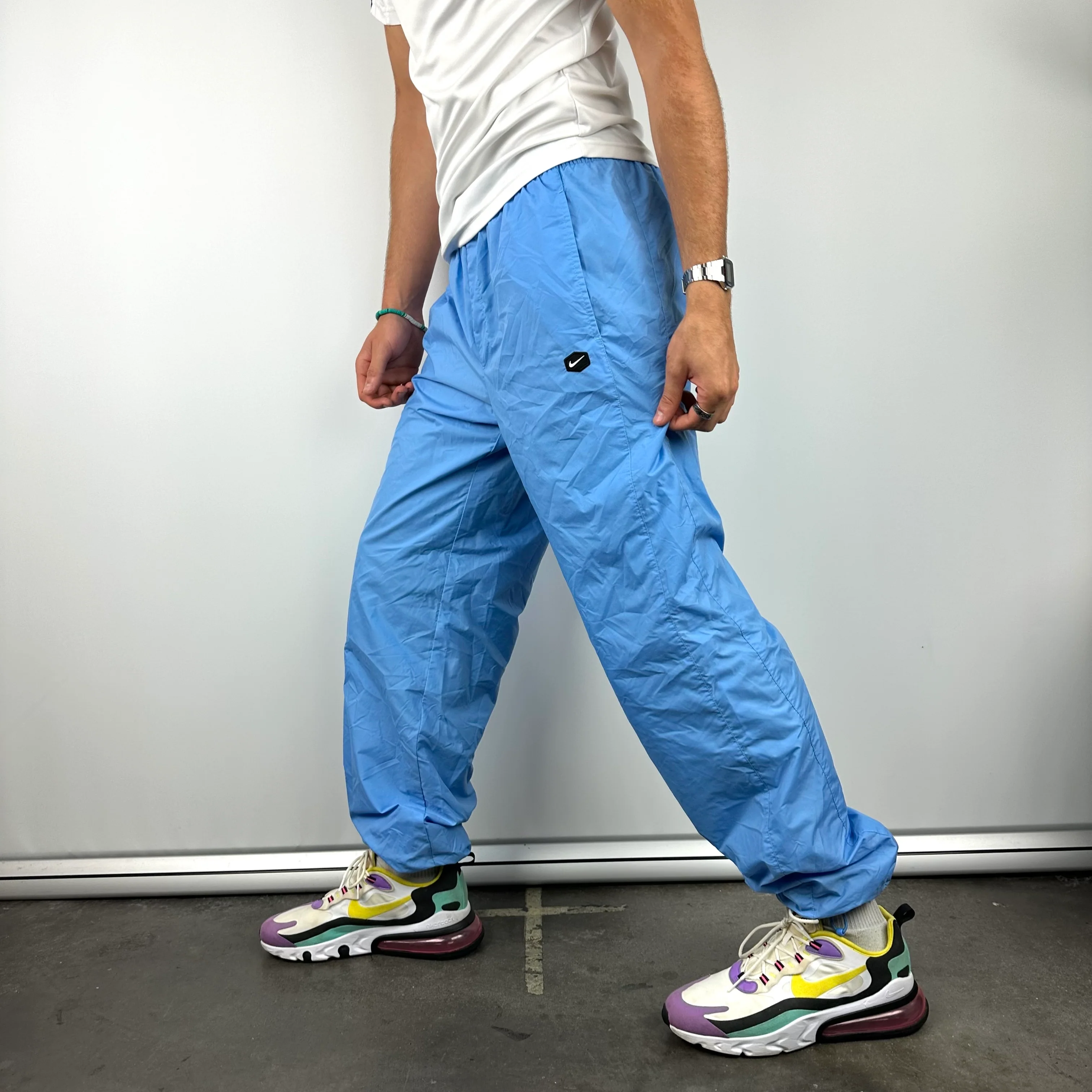 Nike Blue Embroidered Swoosh Track Pants (L) - Image 3