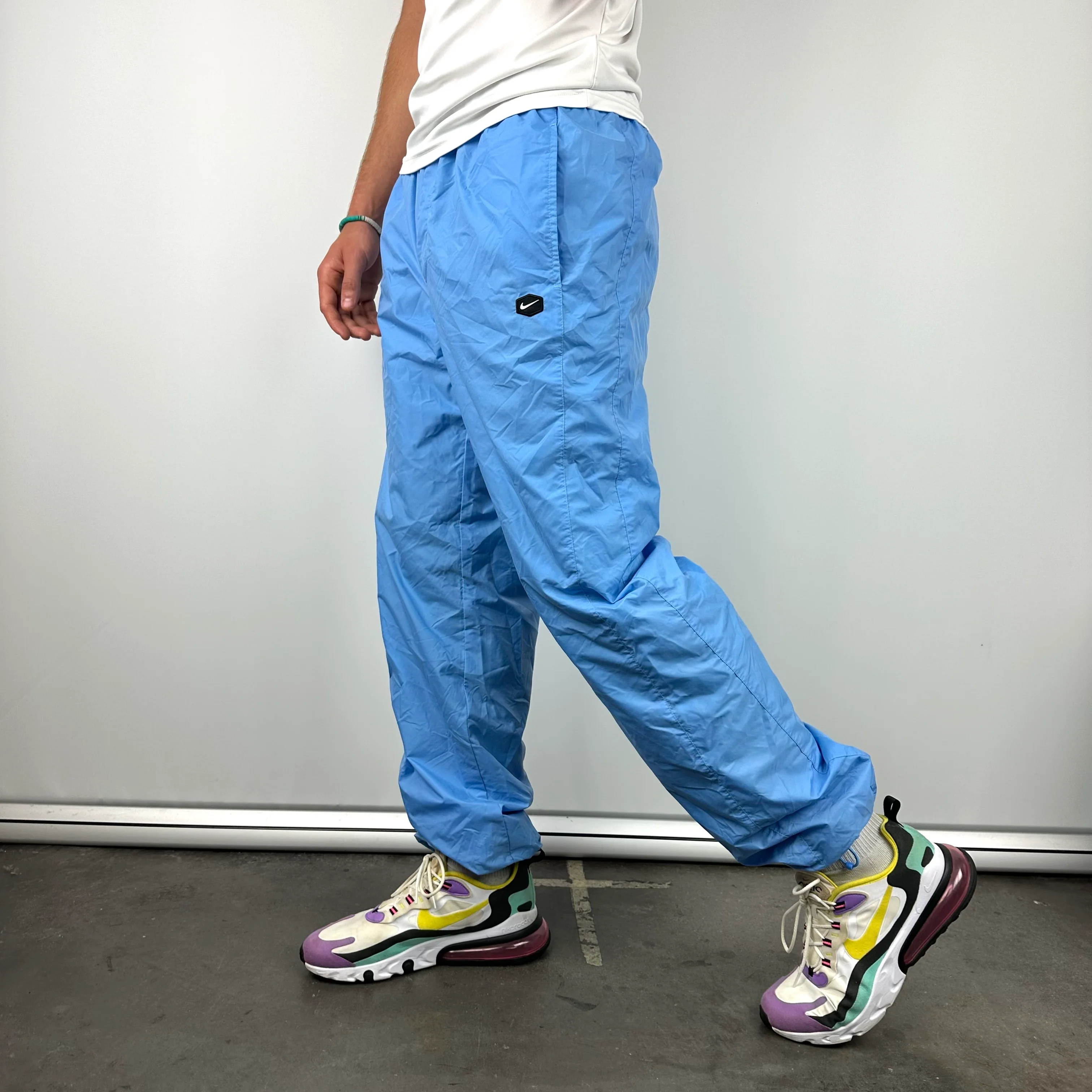 Nike Blue Embroidered Swoosh Track Pants (L) - Image 5
