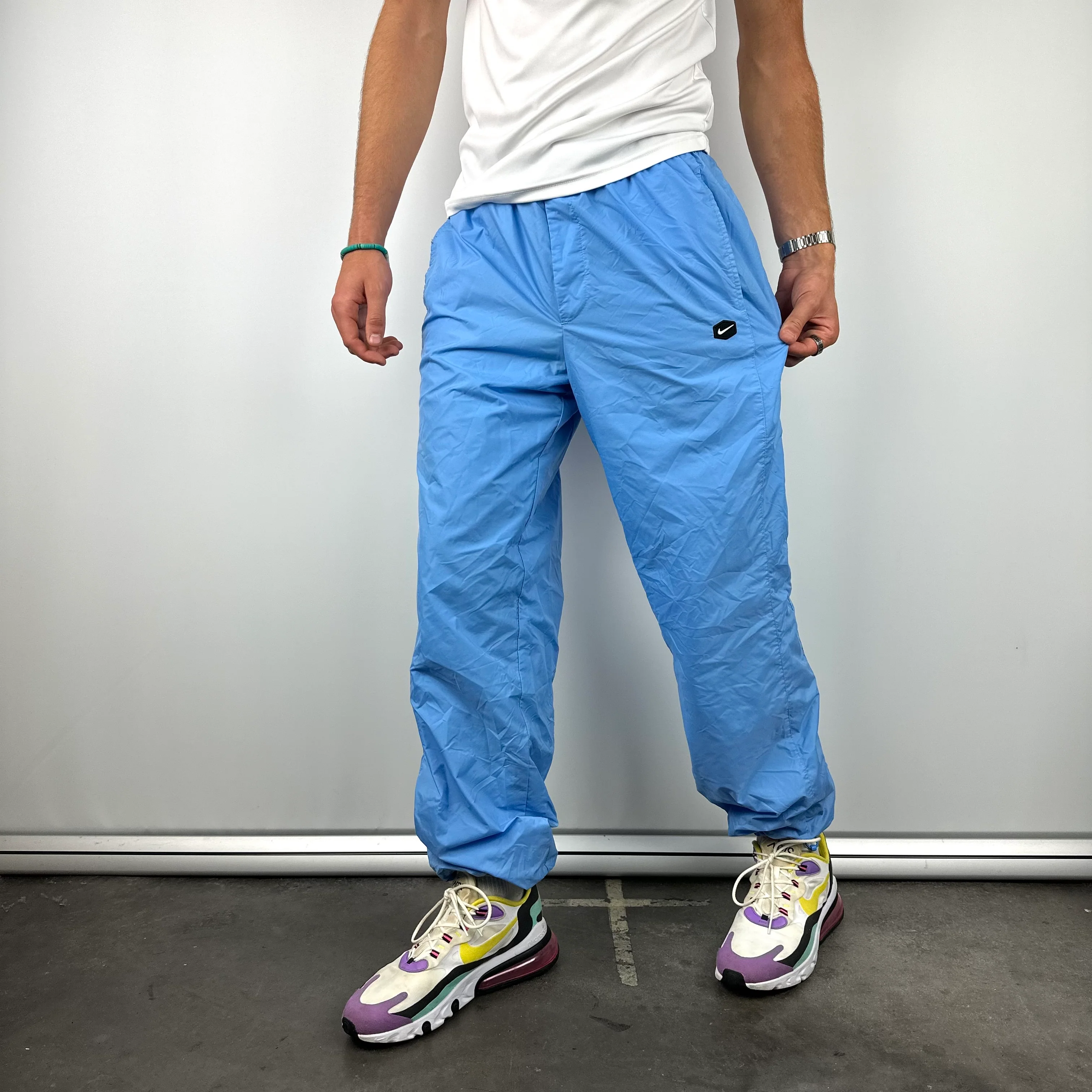 Nike Blue Embroidered Swoosh Track Pants (L) - Image 6