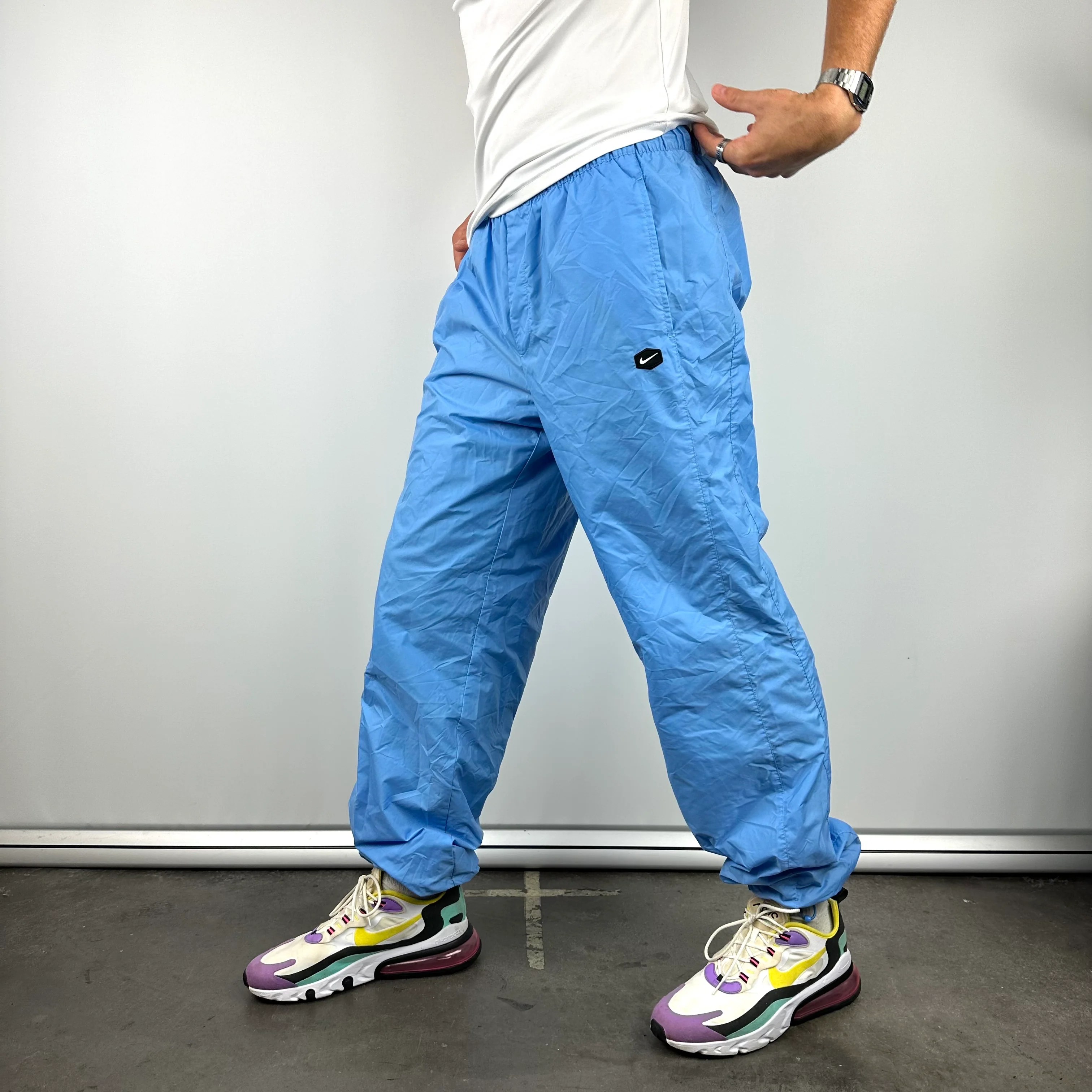 Nike Blue Embroidered Swoosh Track Pants (L) - Image 7