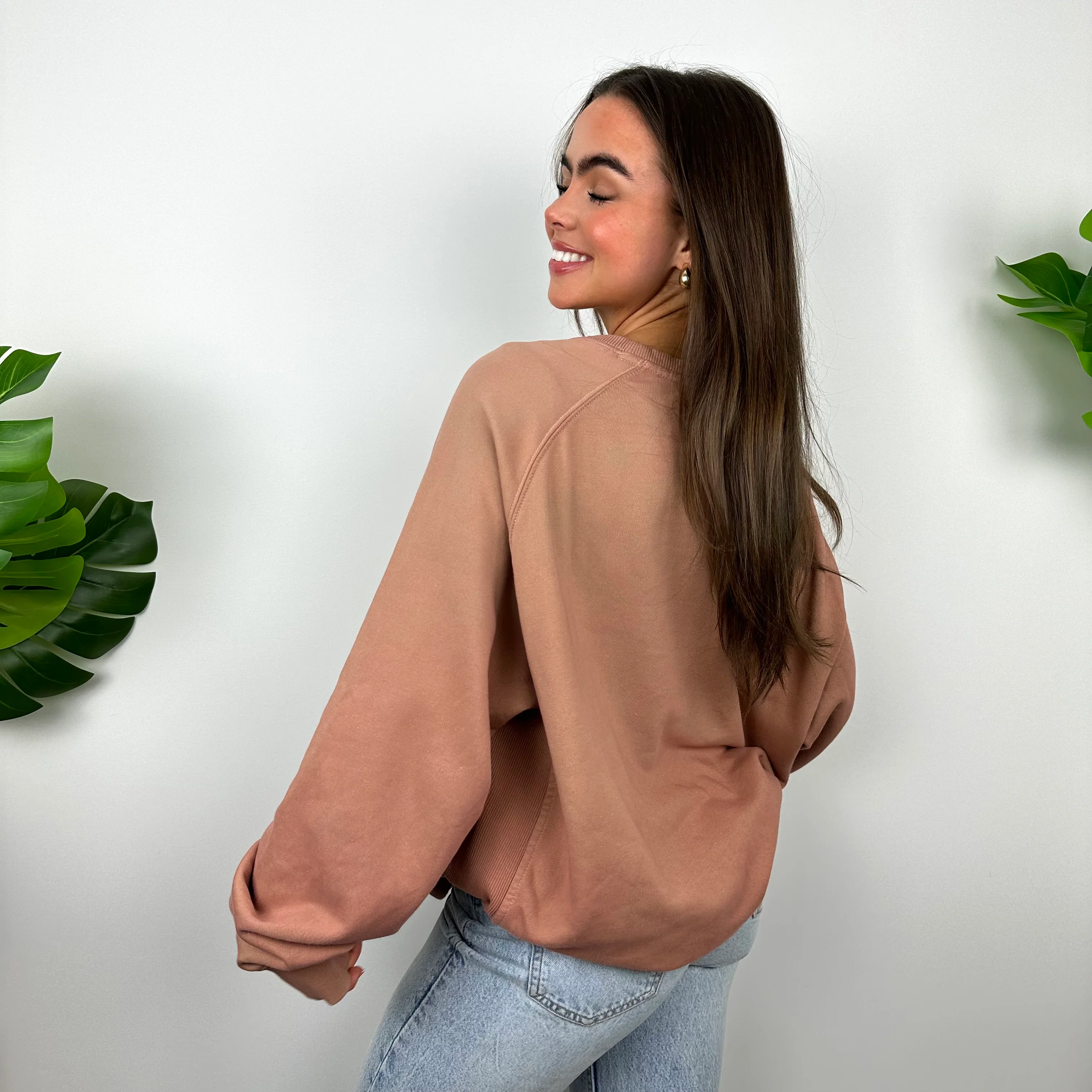Nike Blush Pink Embroidered Spell Out Sweatshirt (L) - Image 7