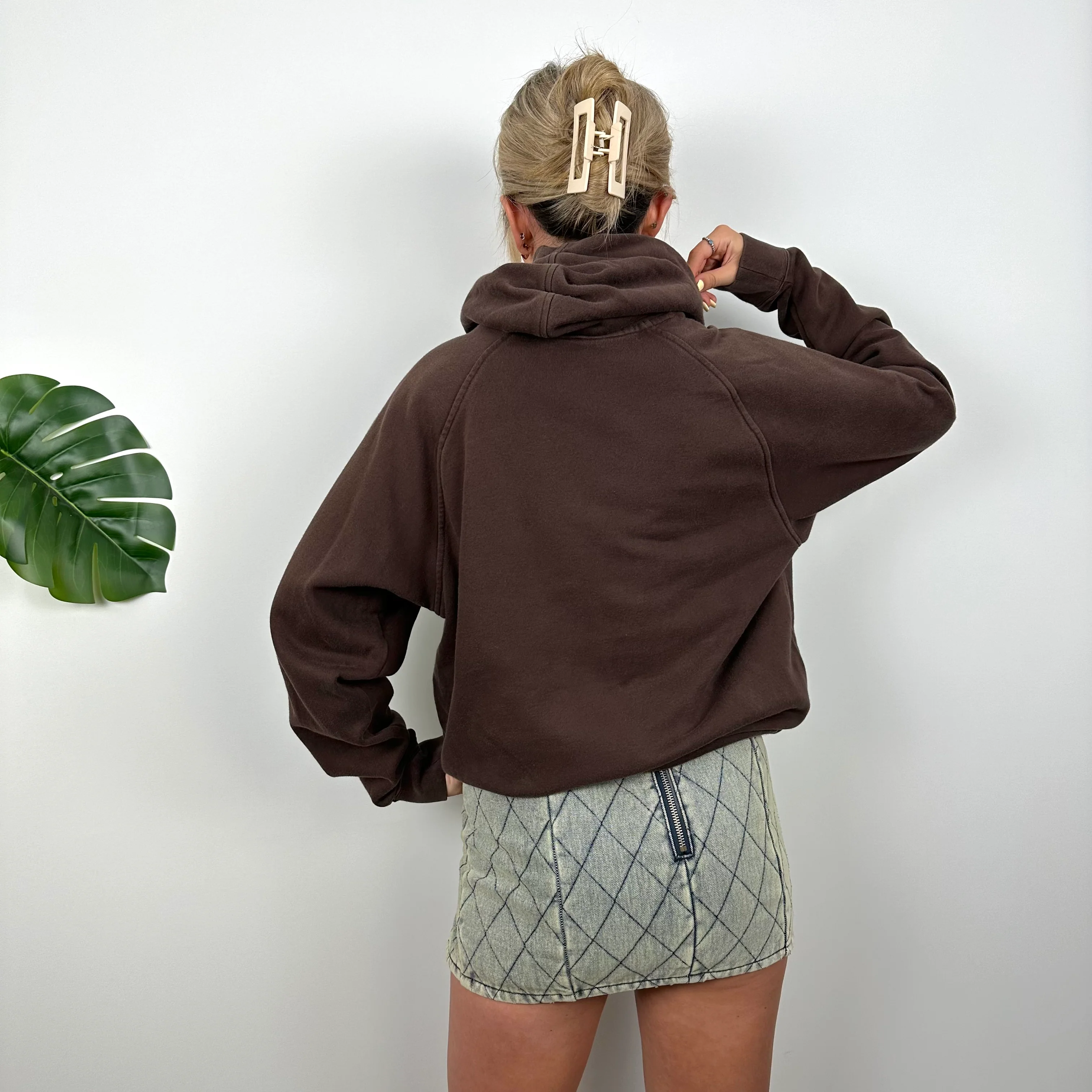 Nike Brown Embroidered Spell Out Hoodie (M) - Image 4