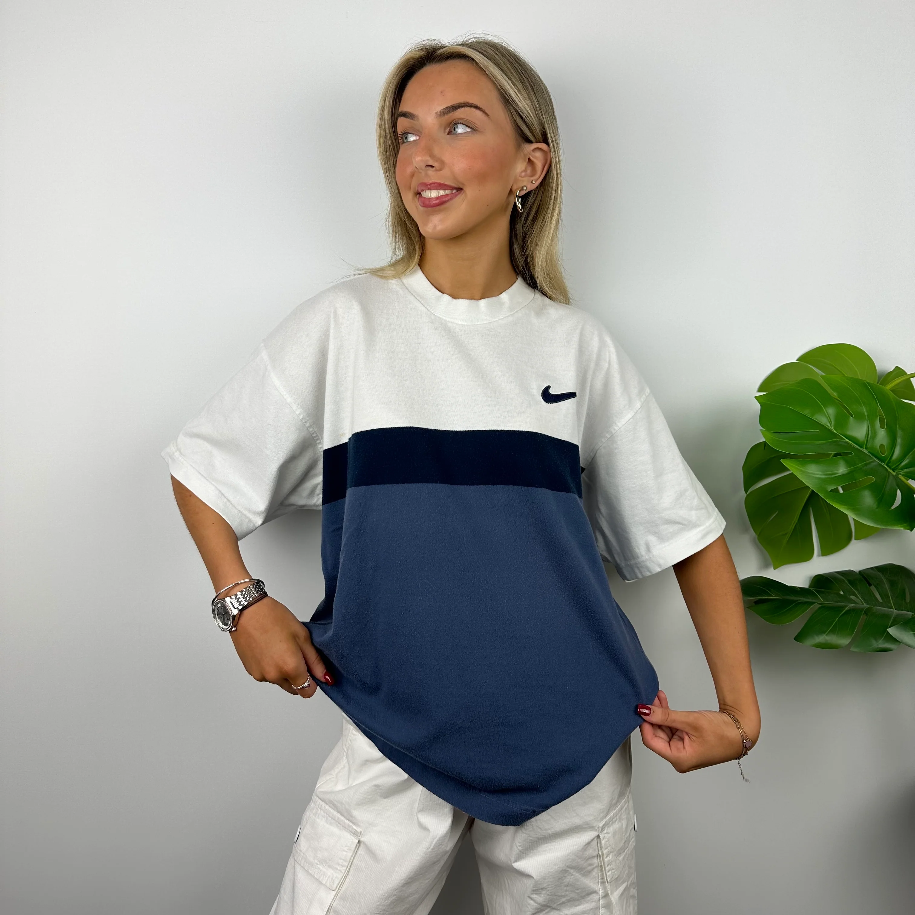 Nike Colour Block Embroidered Swoosh T Shirt (L)