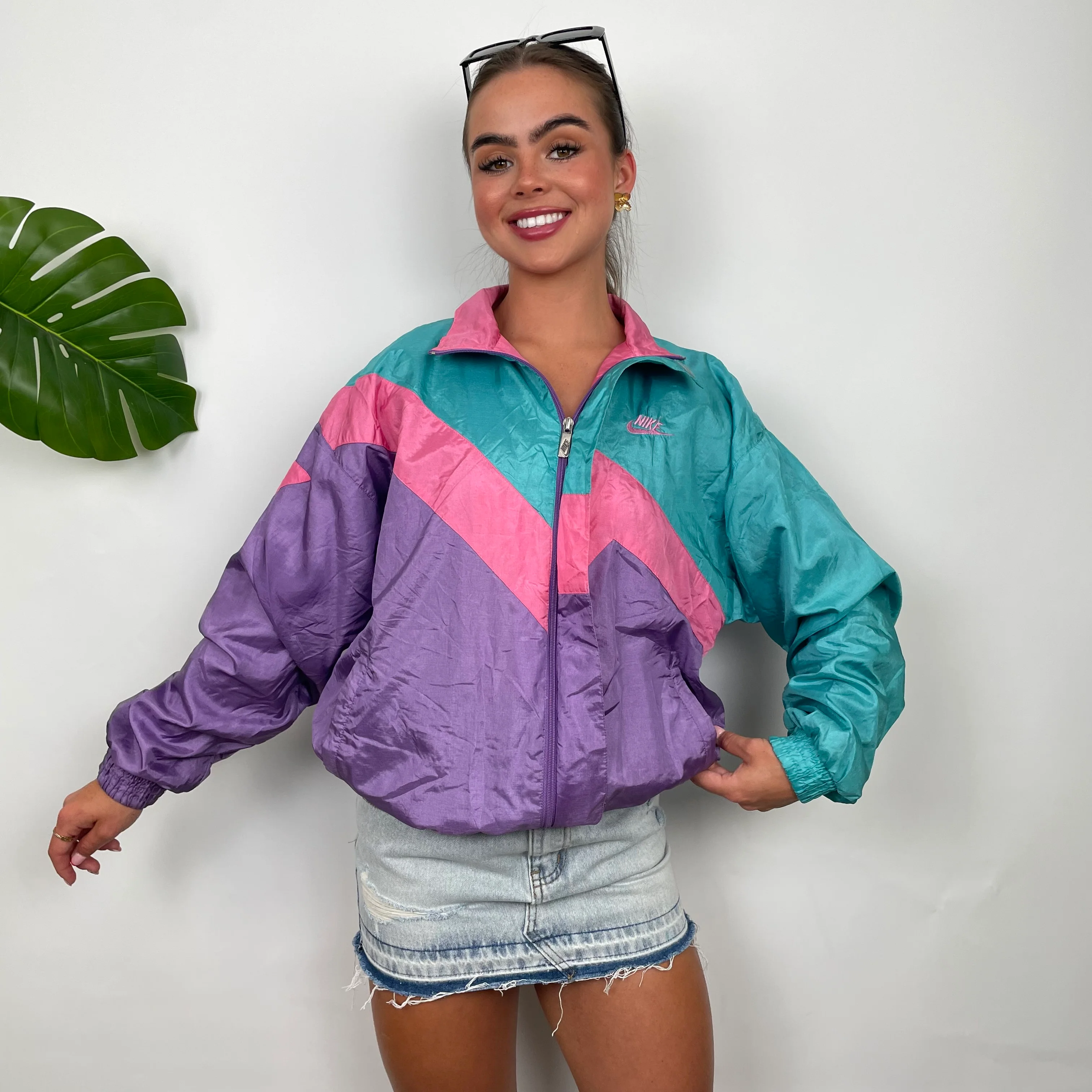 Nike Colour Block Embroidered Swoosh Windbreaker Jacket (S) - Image 3