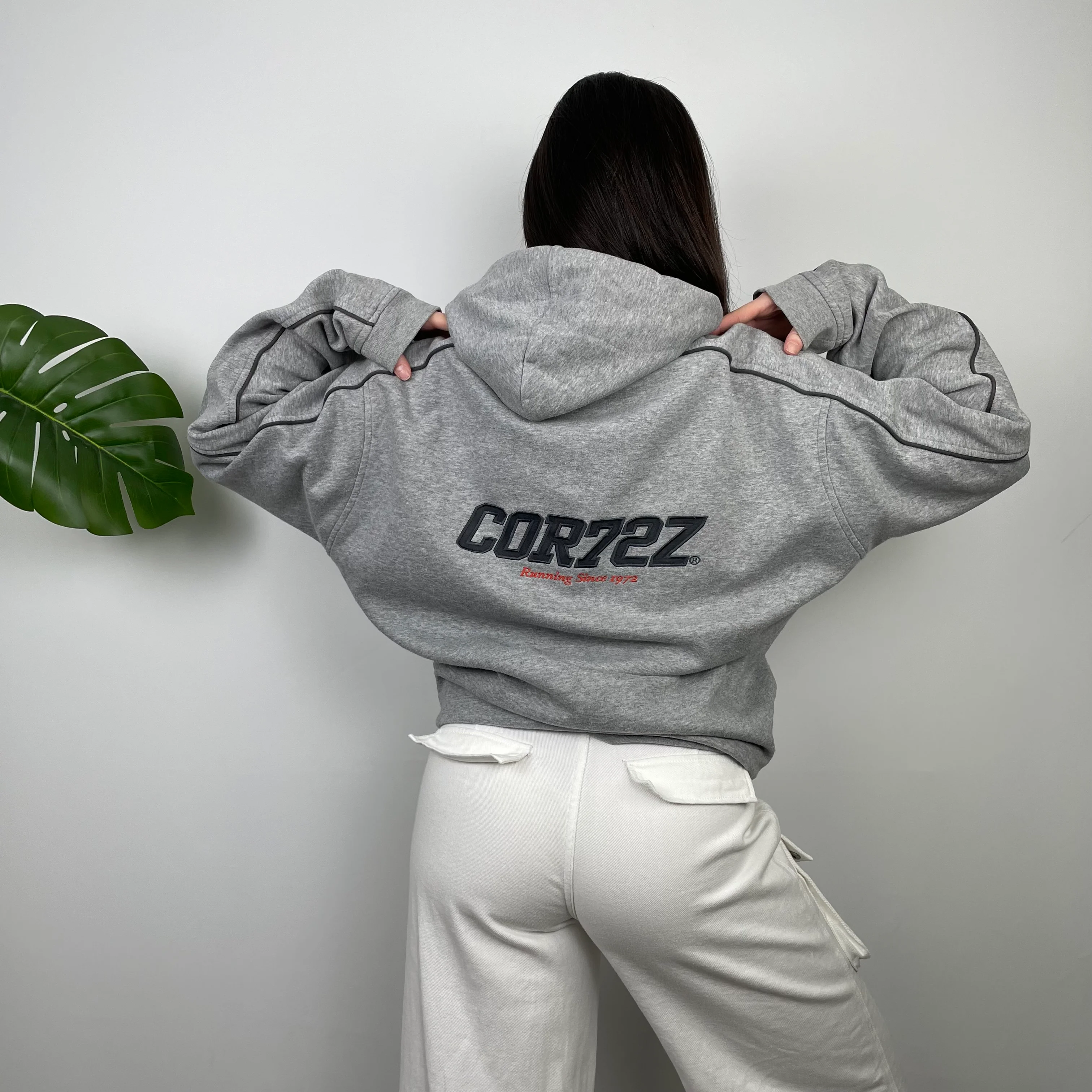 Nike Cortez Grey Embroidered Spell Out Hoodie (XL) - Image 8
