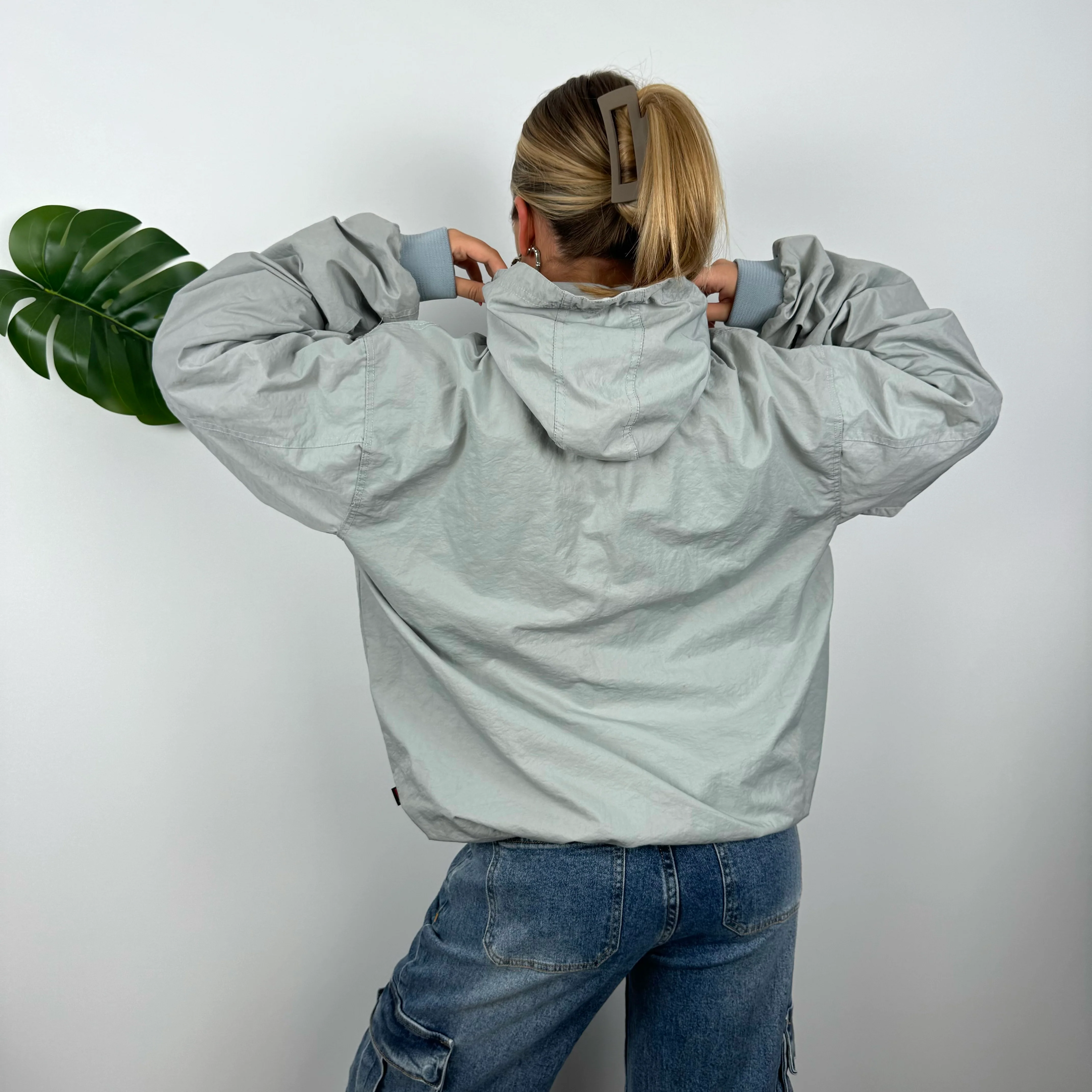 Nike Cortez Grey Embroidered Spell Out Quarter Zip Pullover Windbreaker Jacket (XL) - Image 5