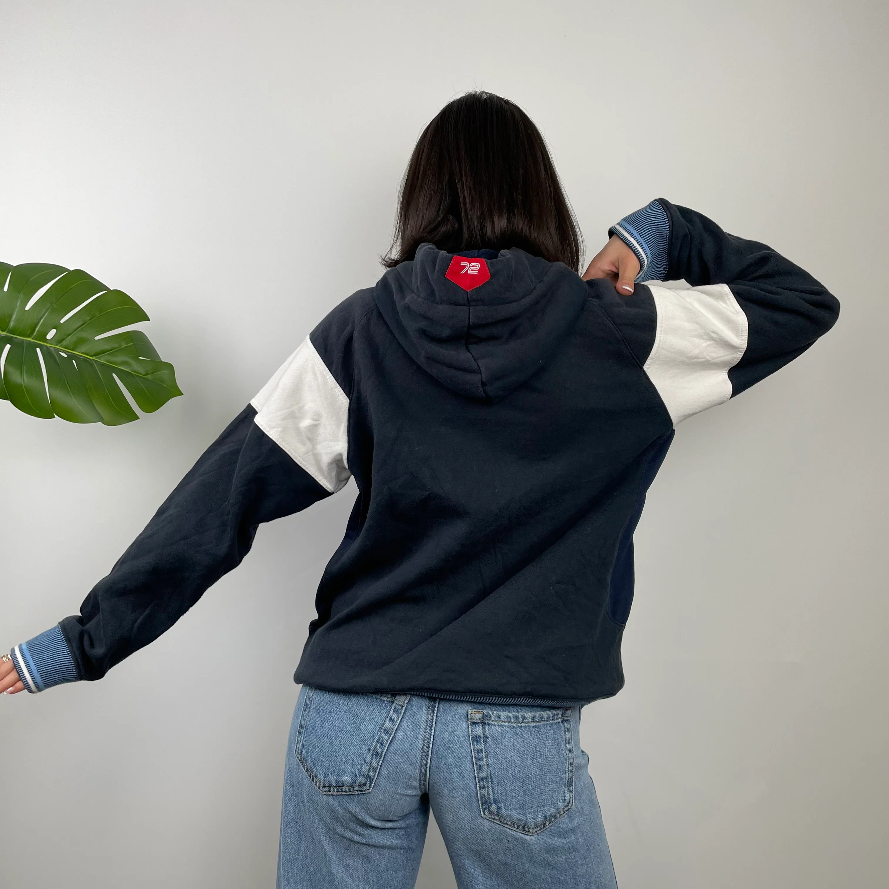 Nike Cortez Navy Embroidered Spell Out Hoodie (M) - Image 7