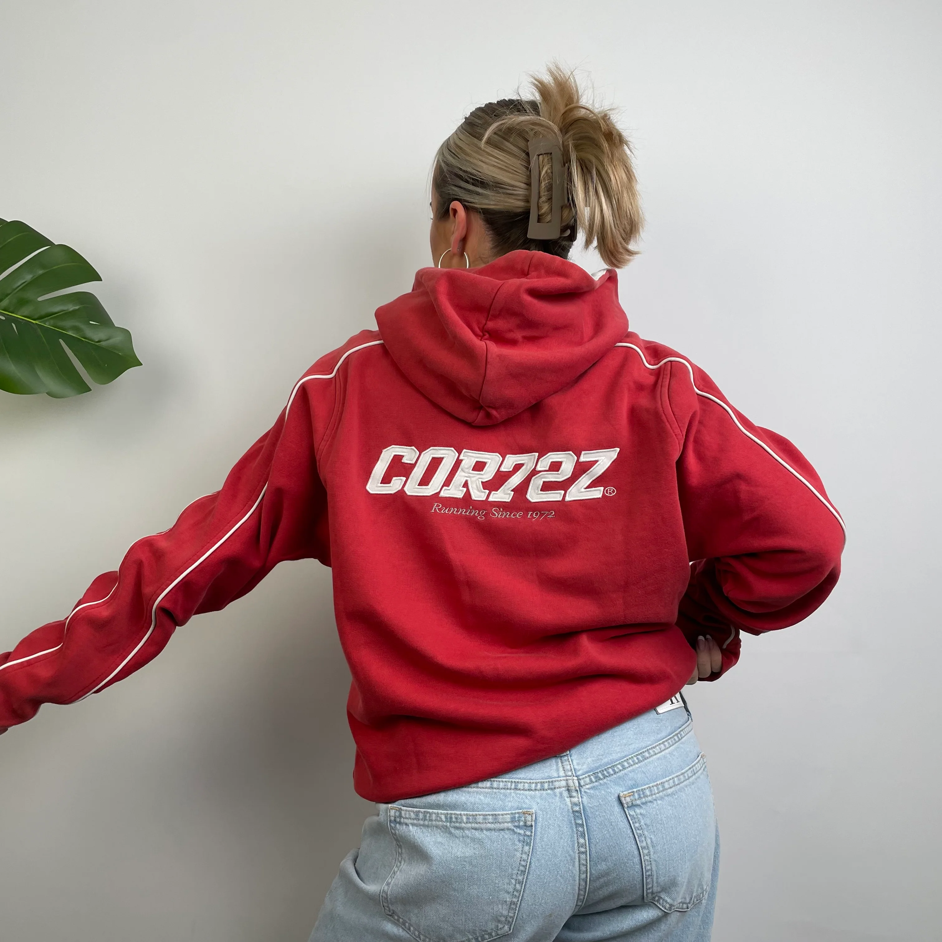Nike Cortez RARE Red Embroidered Spell Out Hoodie (S) - Image 10