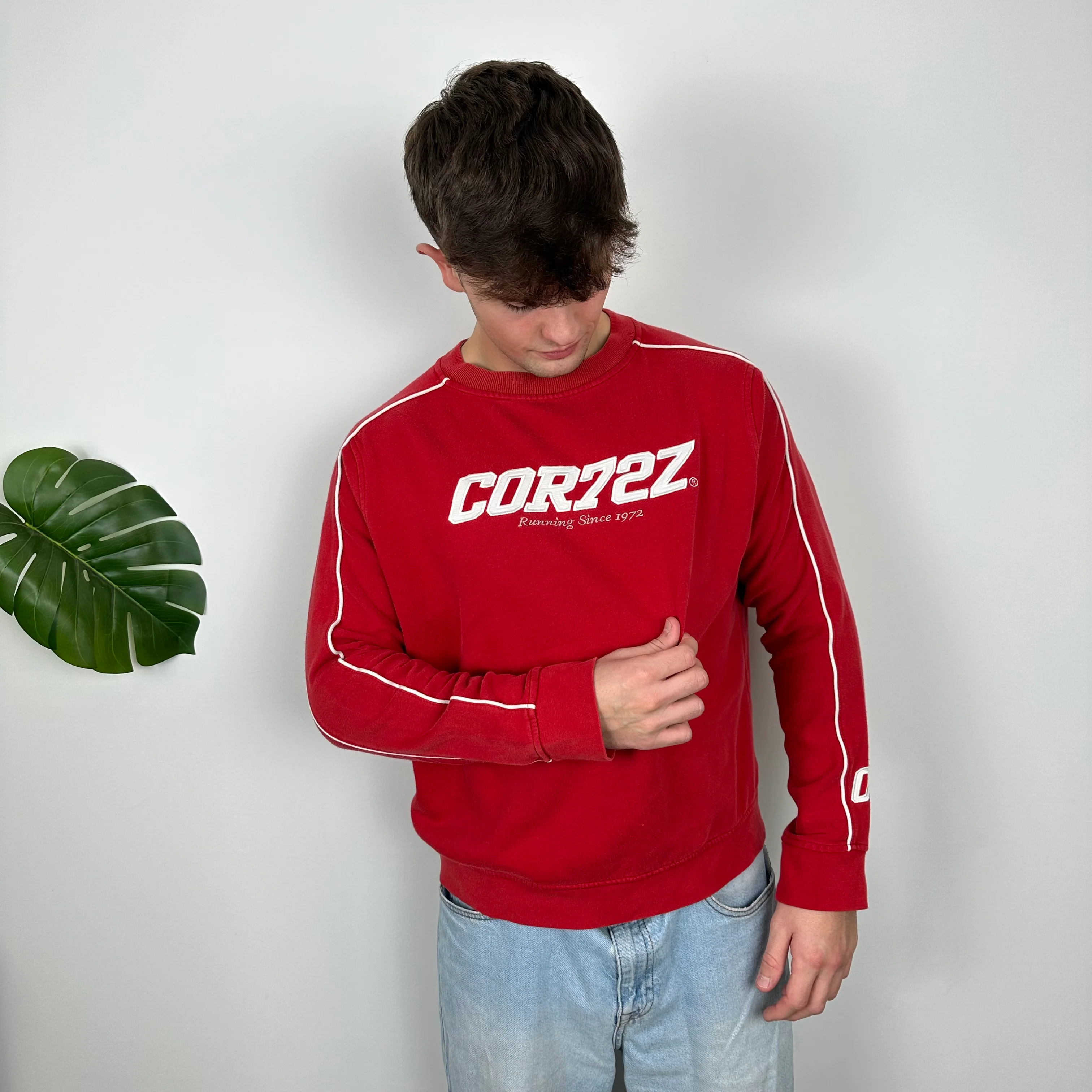 Nike Cortez RARE Red Embroidered Spell Out Sweatshirt (L) - Image 5