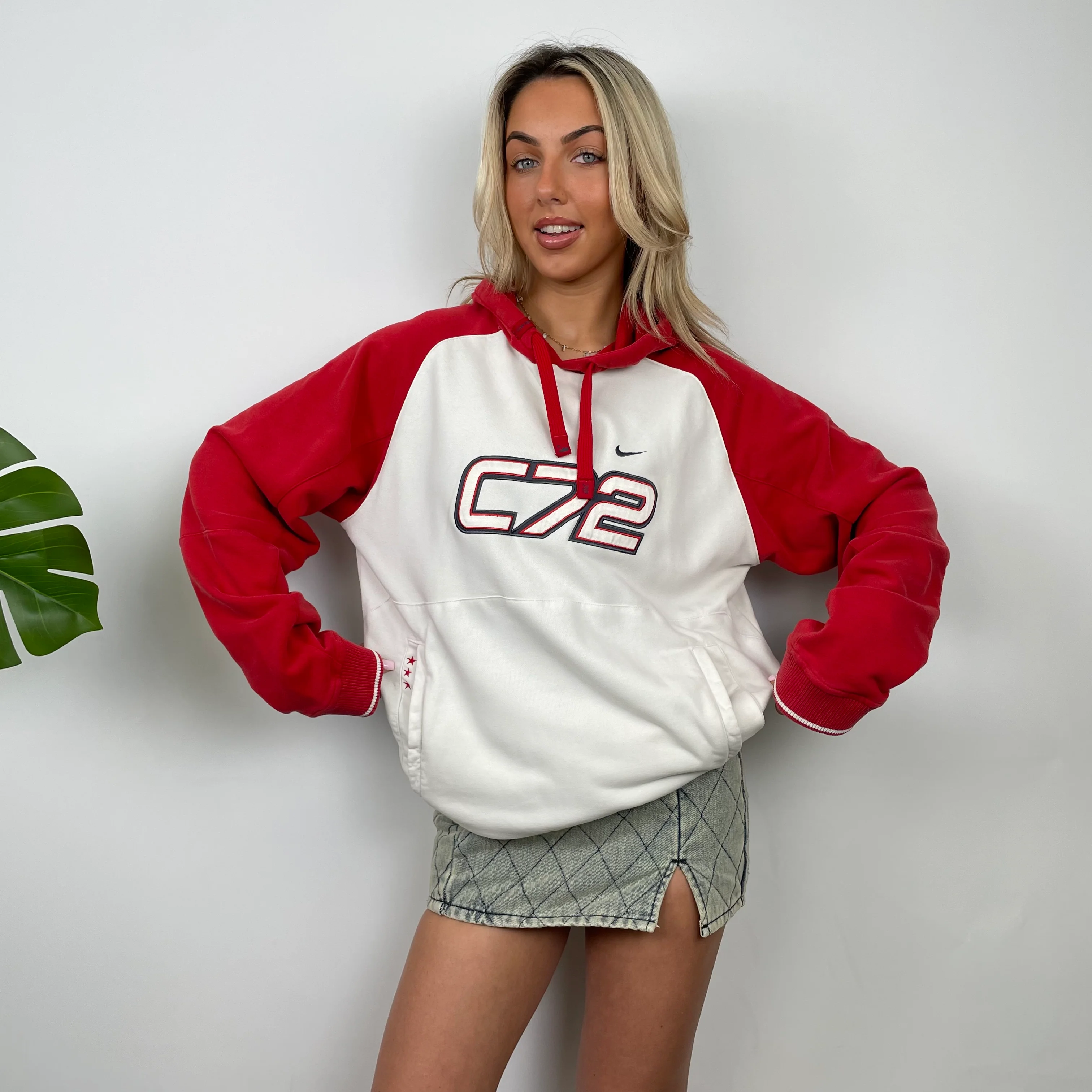 Nike Cortez White Embroidered Spell Out Hoodie (L) - Image 3