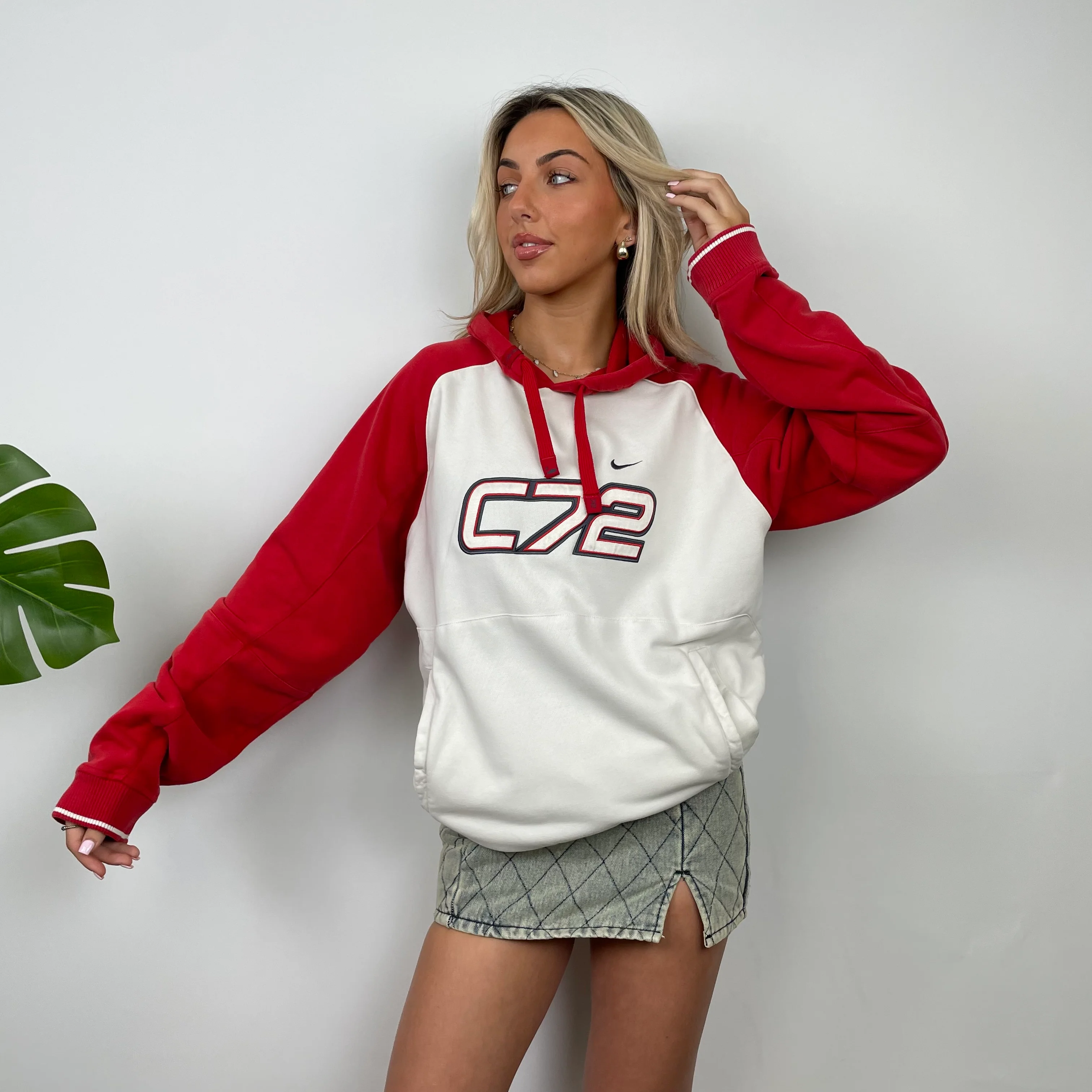 Nike Cortez White Embroidered Spell Out Hoodie (L) - Image 5