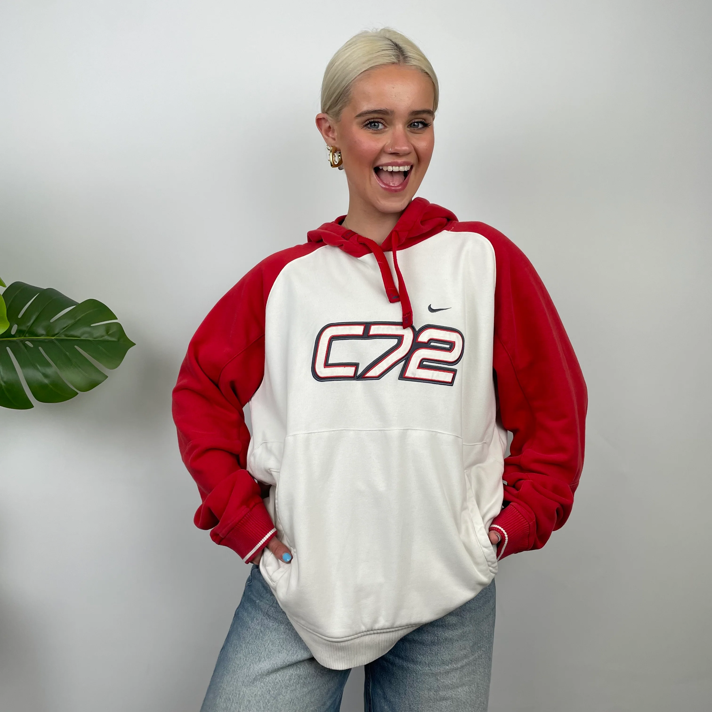 Nike Cortez White Embroidered Spell Out Hoodie (L) - Image 10
