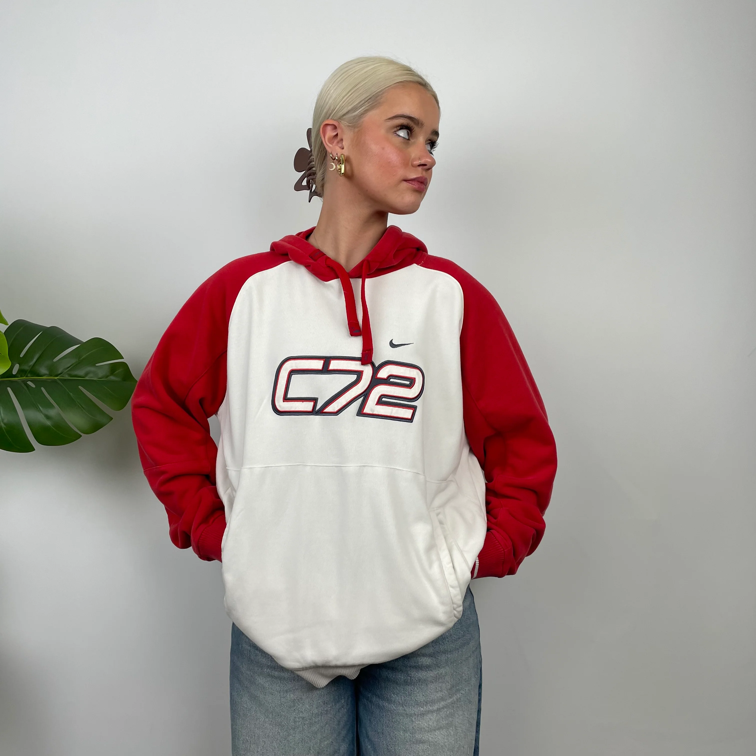 Nike Cortez White Embroidered Spell Out Hoodie (L) - Image 3