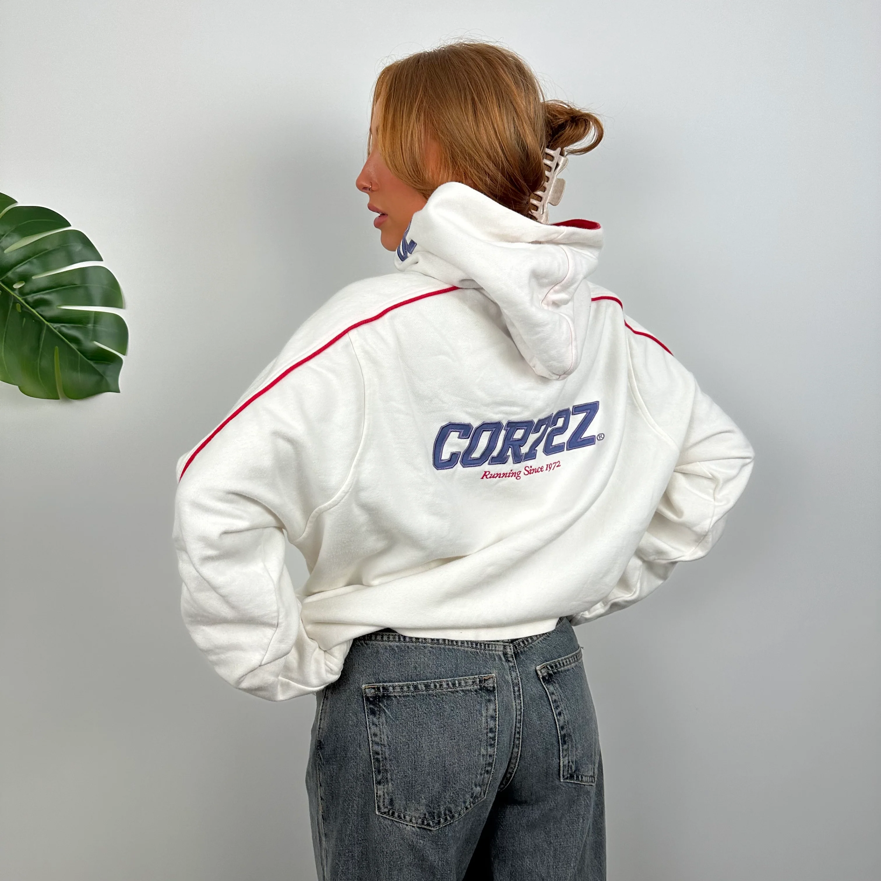 Nike Cortez White Embroidered Spell Out Hoodie (L) - Image 3