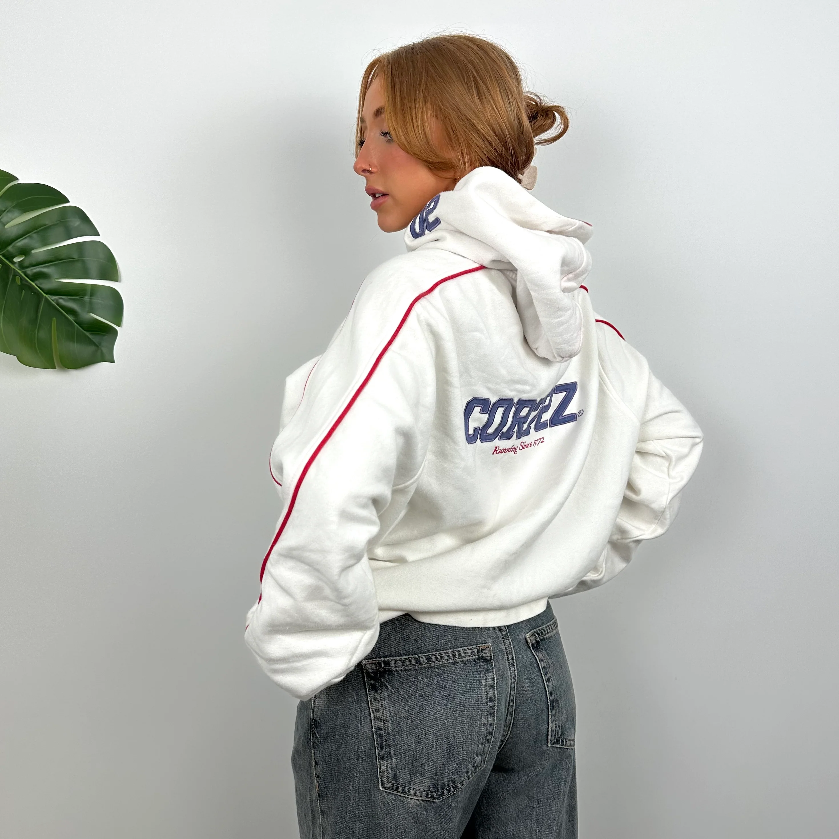 Nike Cortez White Embroidered Spell Out Hoodie (L) - Image 5