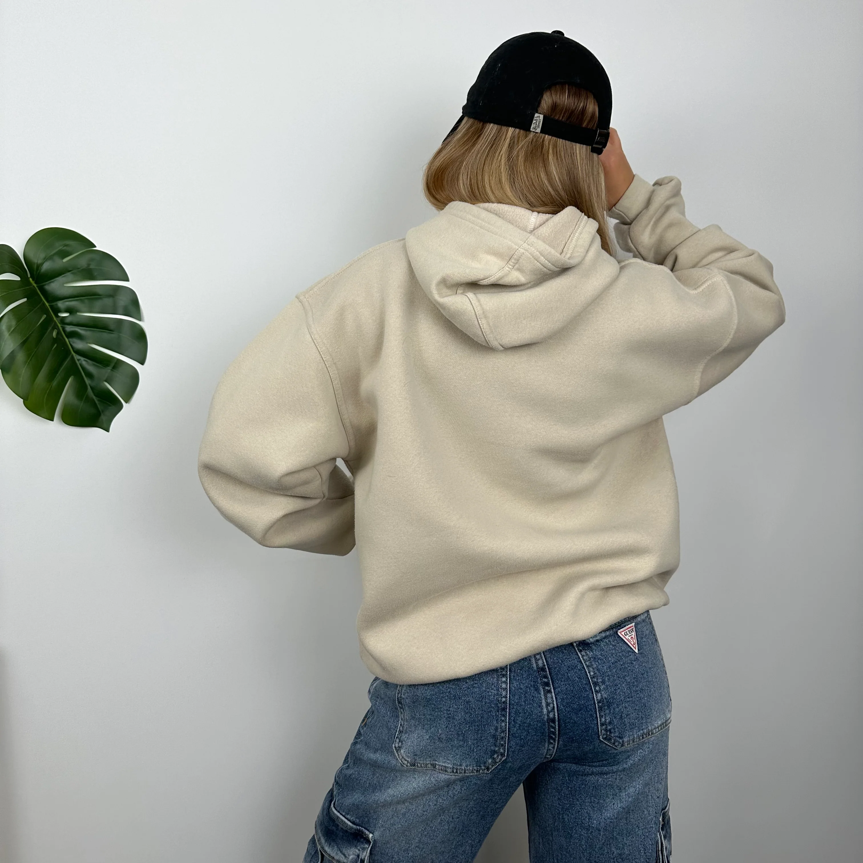 Nike Cream Embroidered Spell Out Hoodie (L) - Image 6