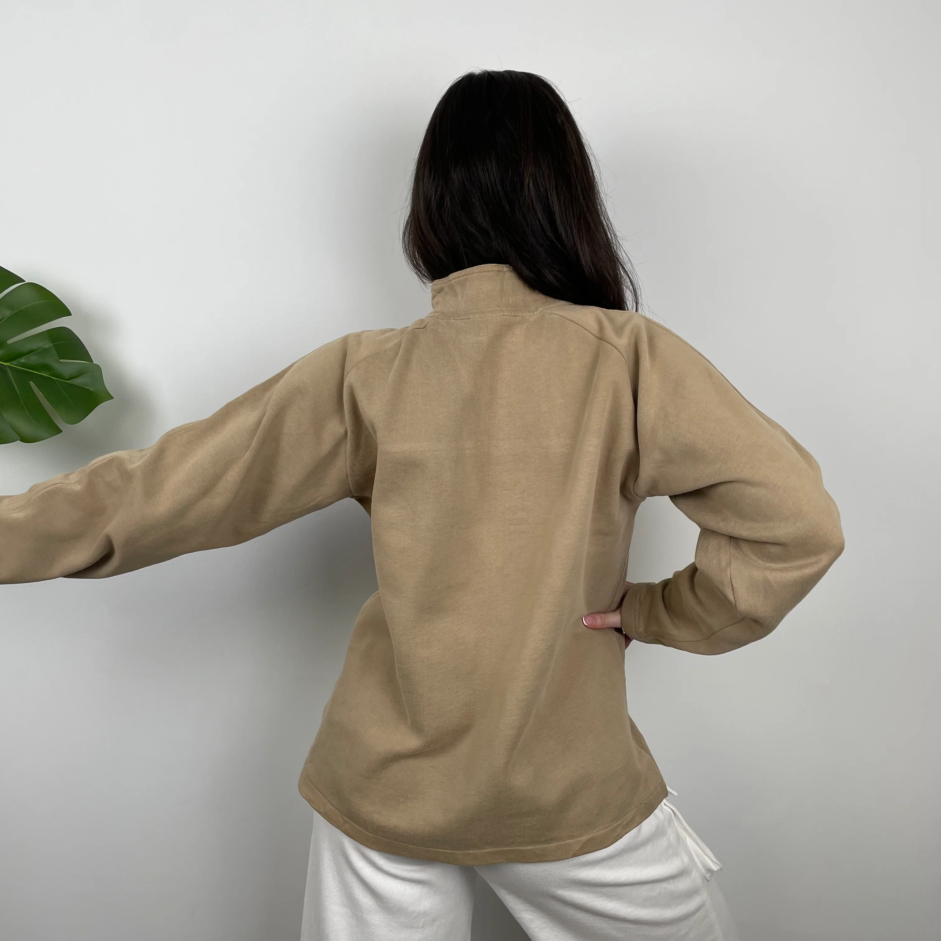 Nike Tan Embroidered Spell Out Quarter Zip Sweatshirt (M) - Image 8