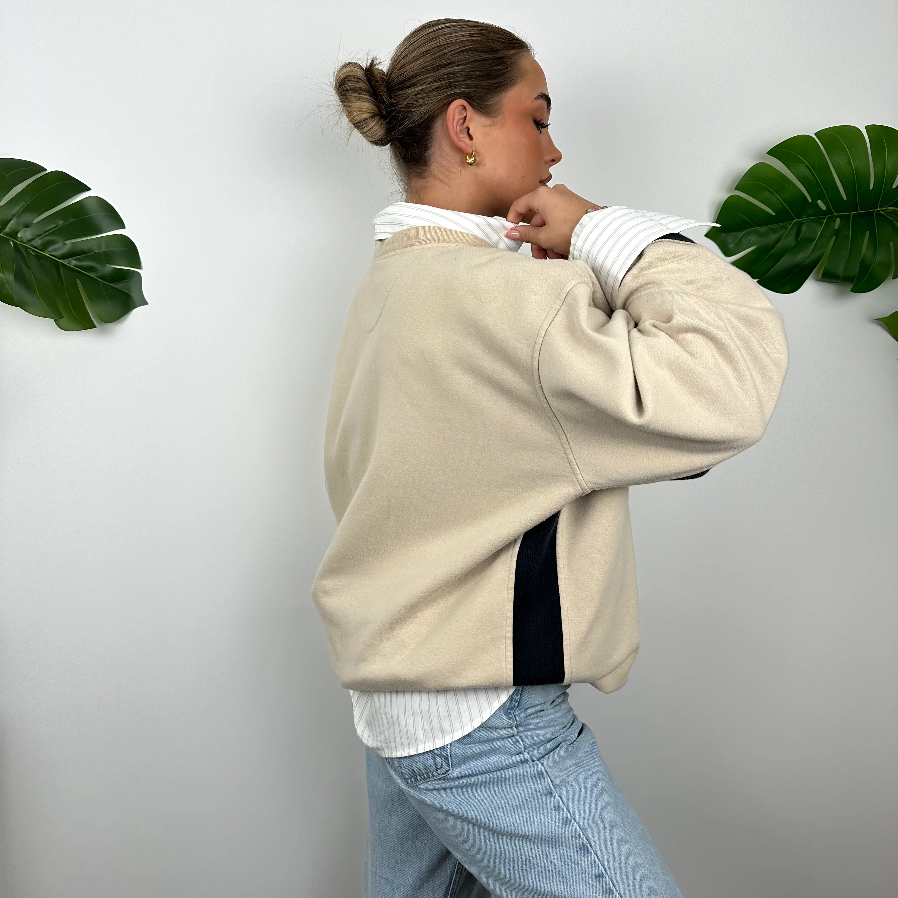 Nike Cream Embroidered Spell Out Sweatshirt (XL) - Image 6
