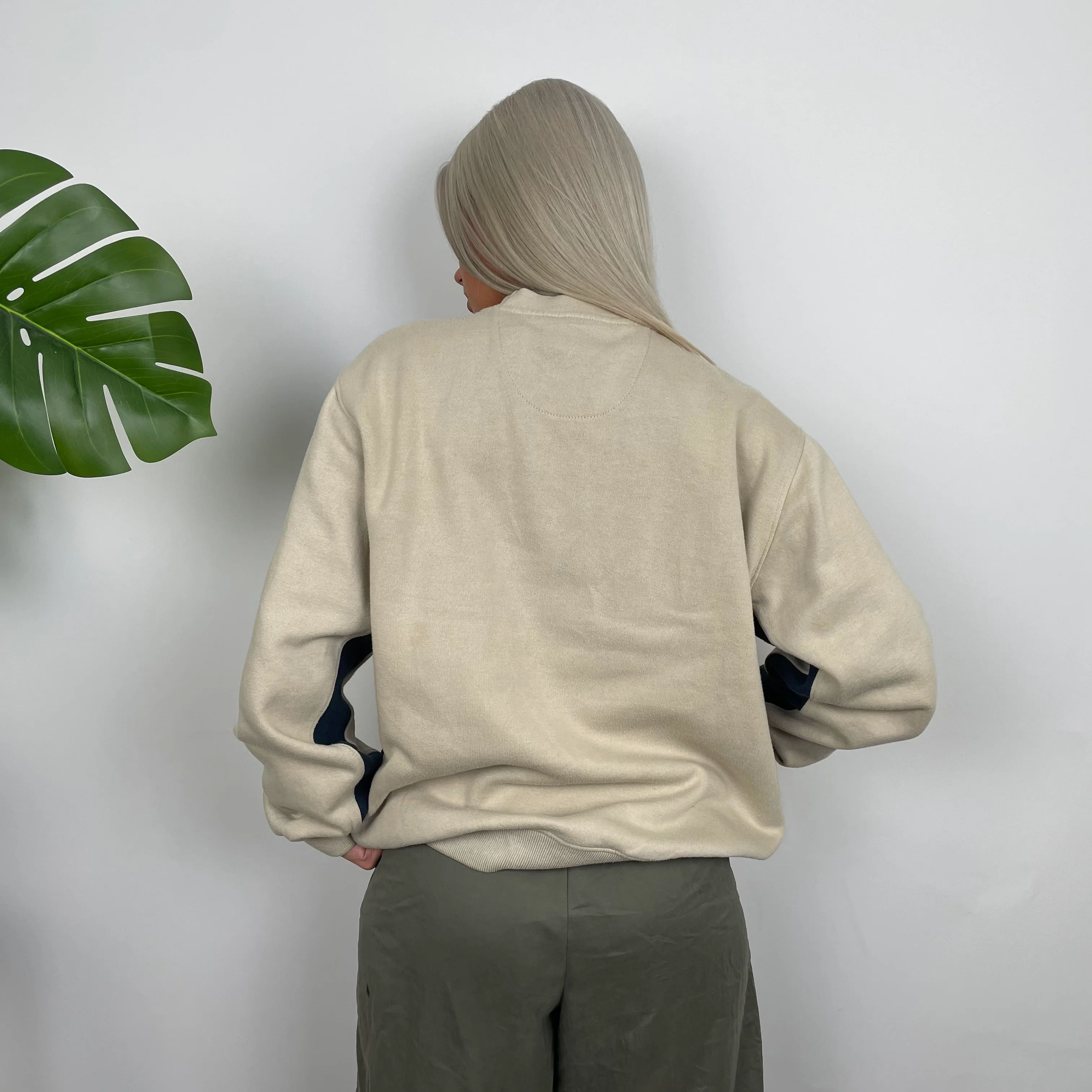 Nike Cream Embroidered Spell Out Sweatshirt (M) - Image 6