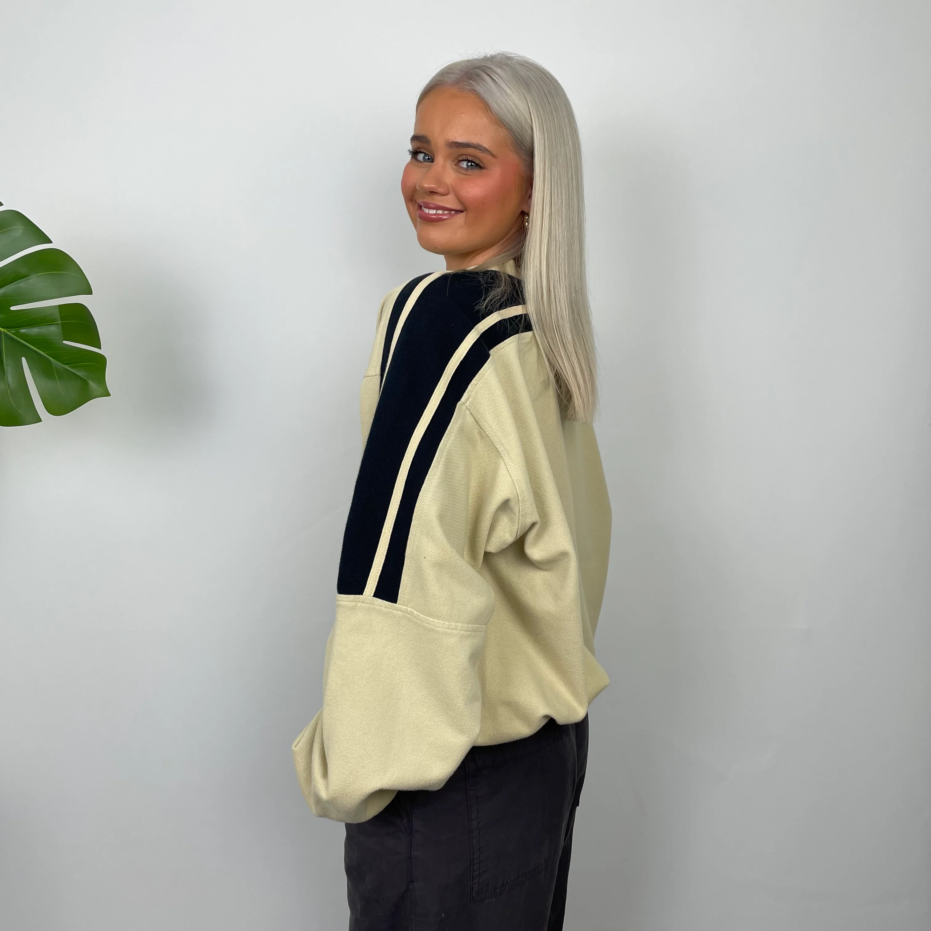 Nike Cream Embroidered Swoosh Quarter Zip Sweatshirt (XL) - Image 6