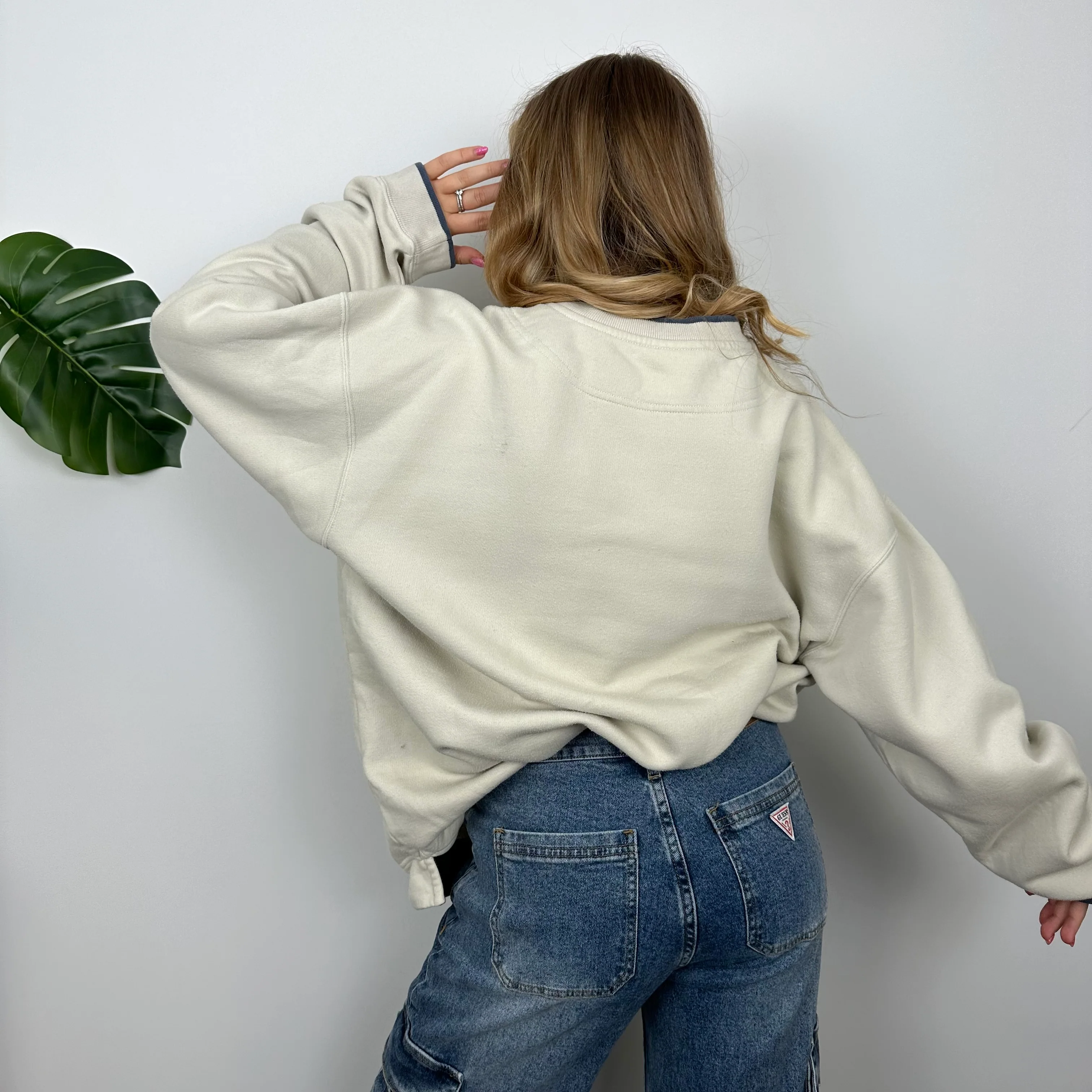 Nike Cream Embroidered Swoosh Sweatshirt (XL) - Image 4