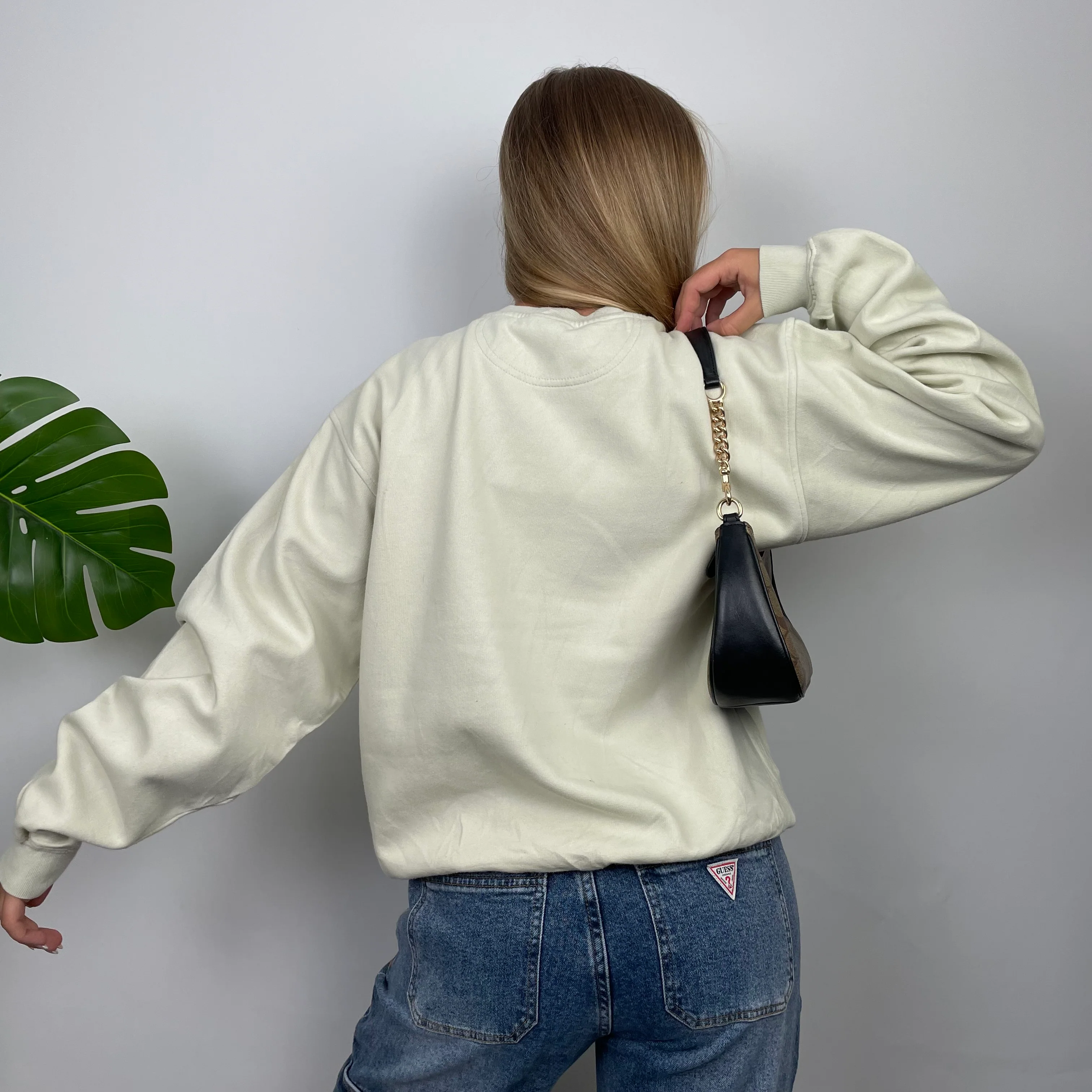 Nike Cream Embroidered Swoosh Sweatshirt (XL) - Image 6