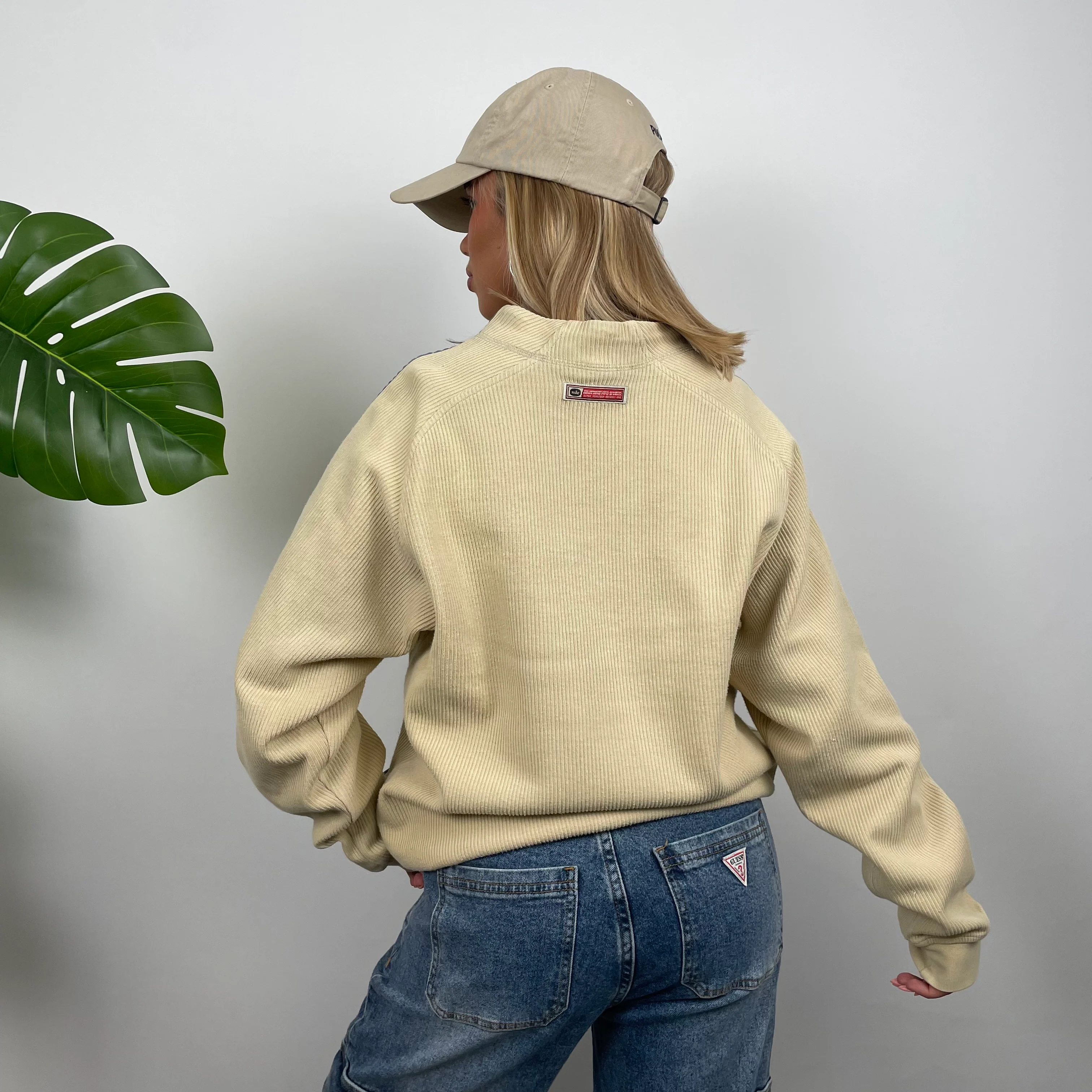 Nike Cream Embroidered Swoosh Sweatshirt (M) - Image 4