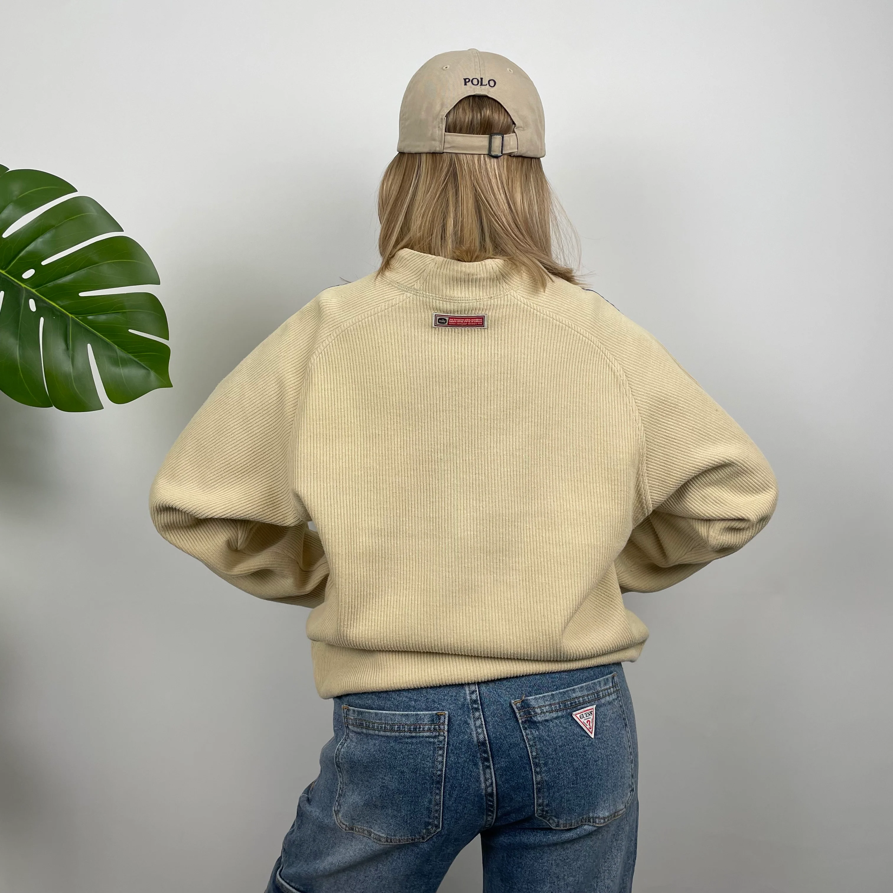 Nike Cream Embroidered Swoosh Sweatshirt (M) - Image 5
