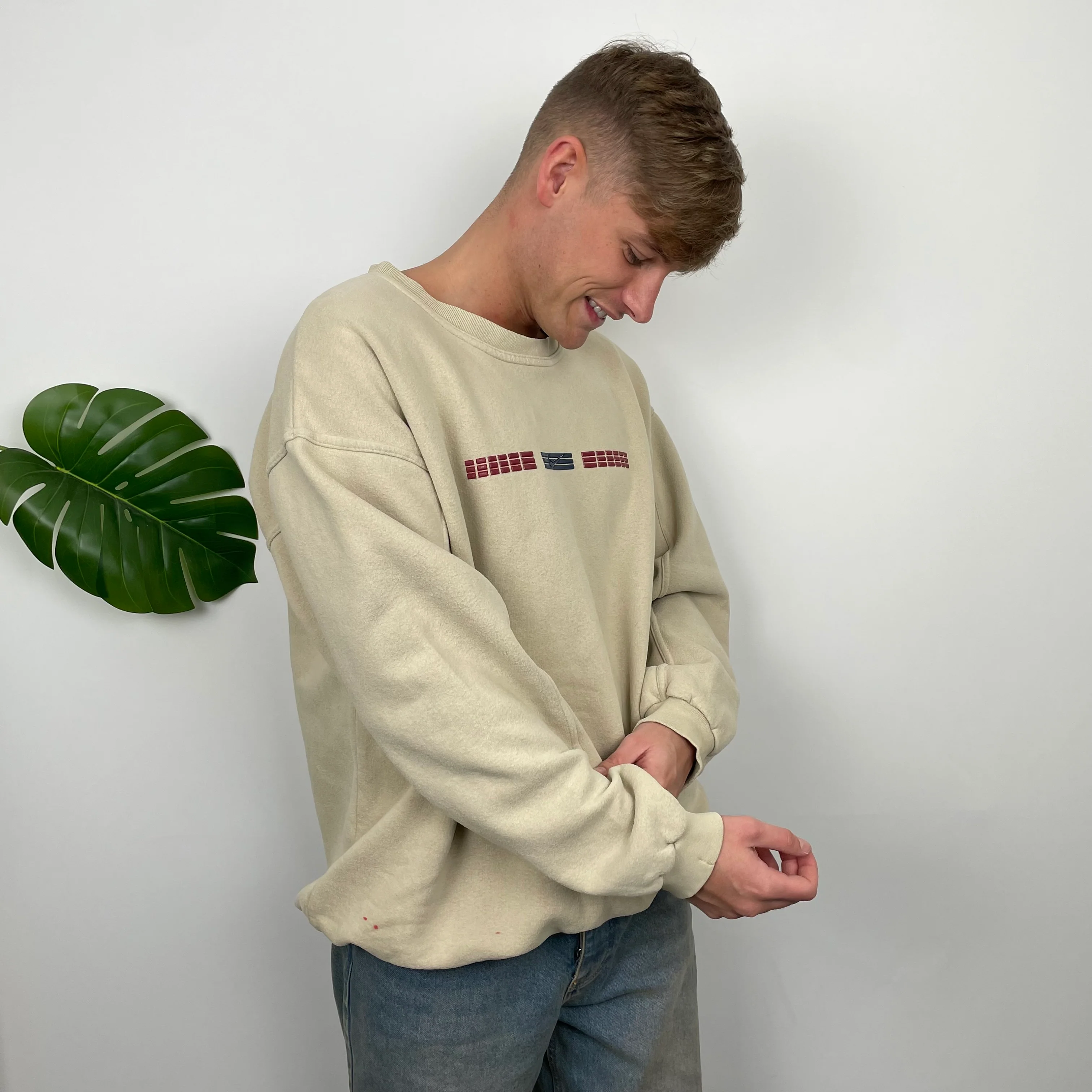 Nike Cream Embroidered Swoosh Sweatshirt (XL) - Image 4