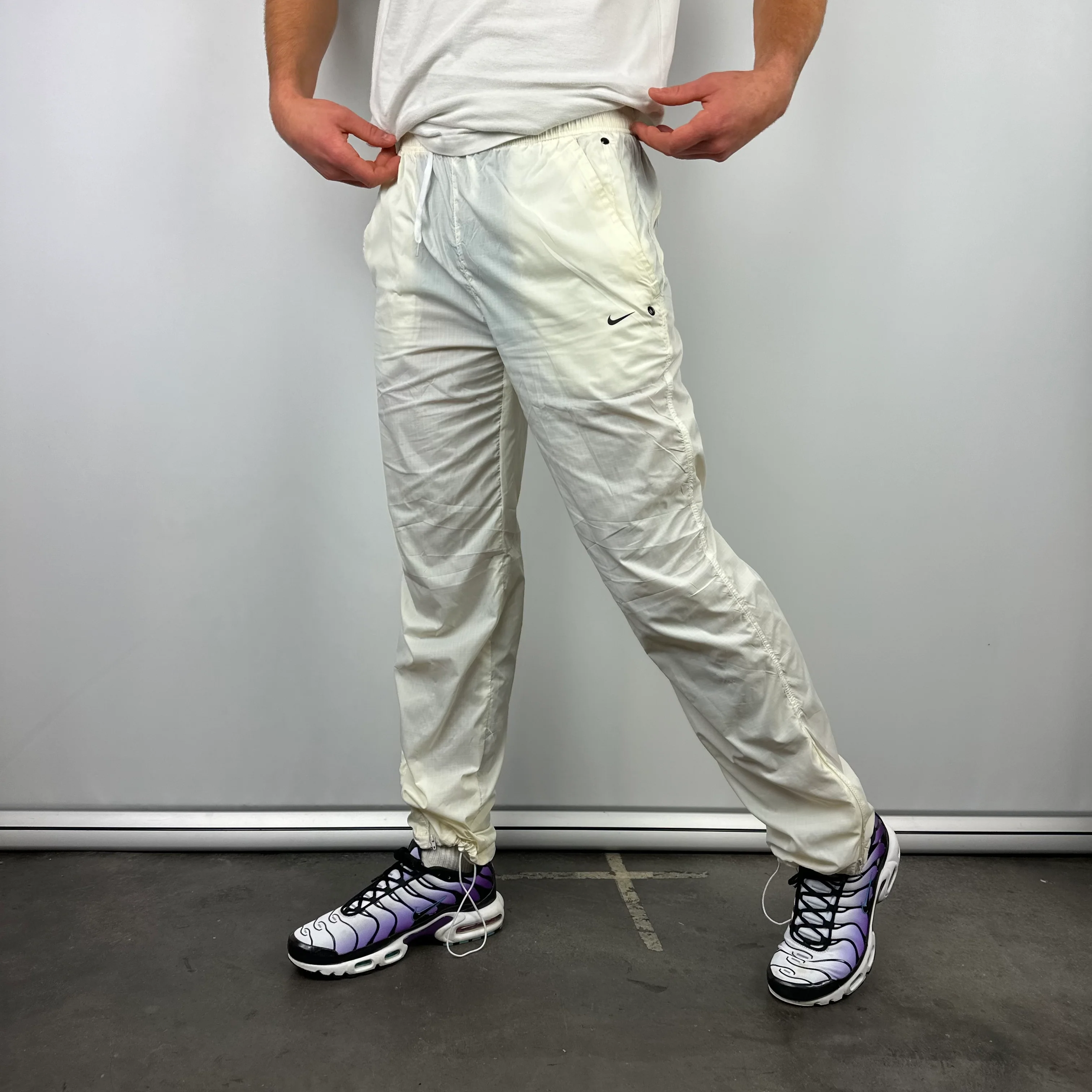 Nike ACG Cream Embroidered Swoosh Track Pants (L) - Image 2