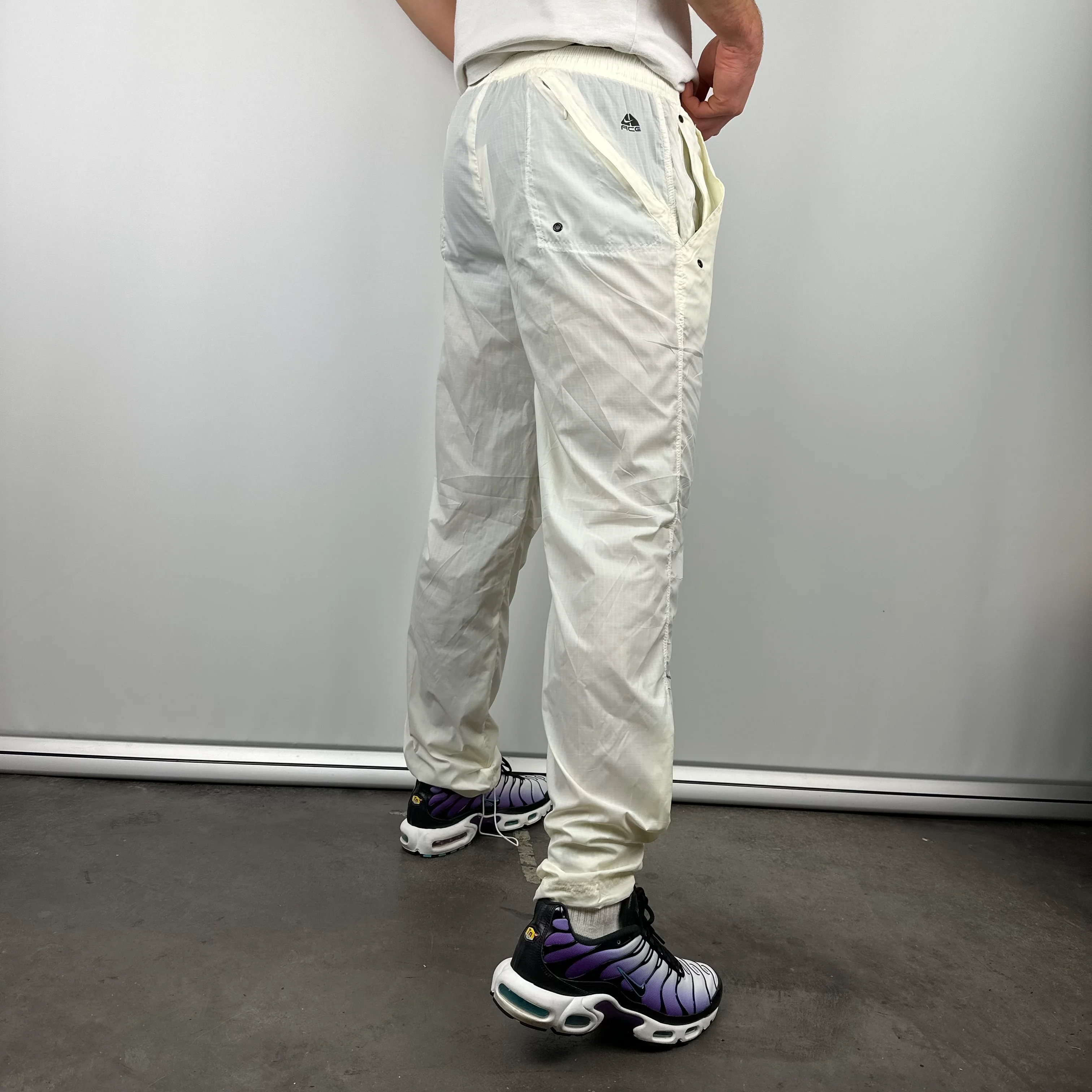 Nike ACG Cream Embroidered Swoosh Track Pants (L) - Image 5