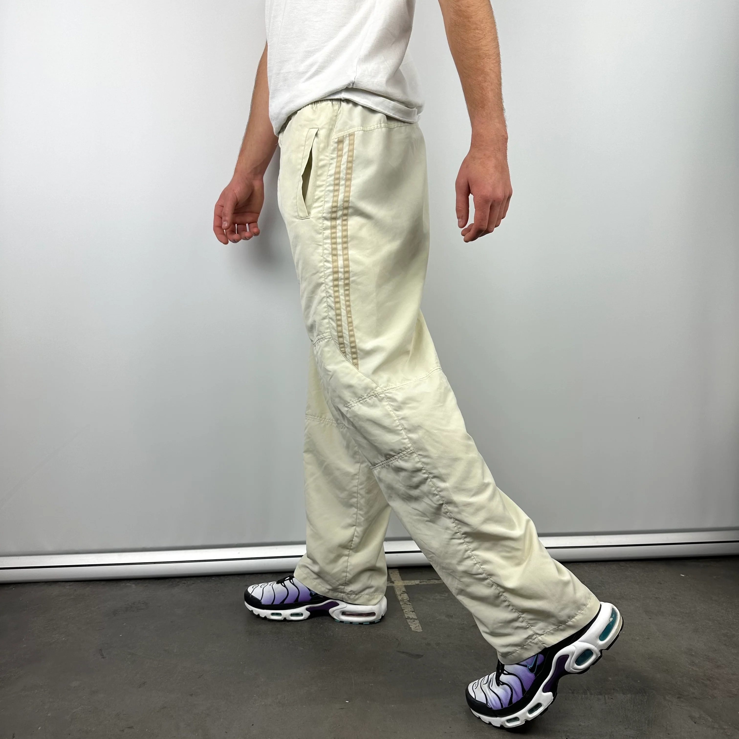 Nike Cream Embroidered Swoosh Track Pants (M) - Image 3