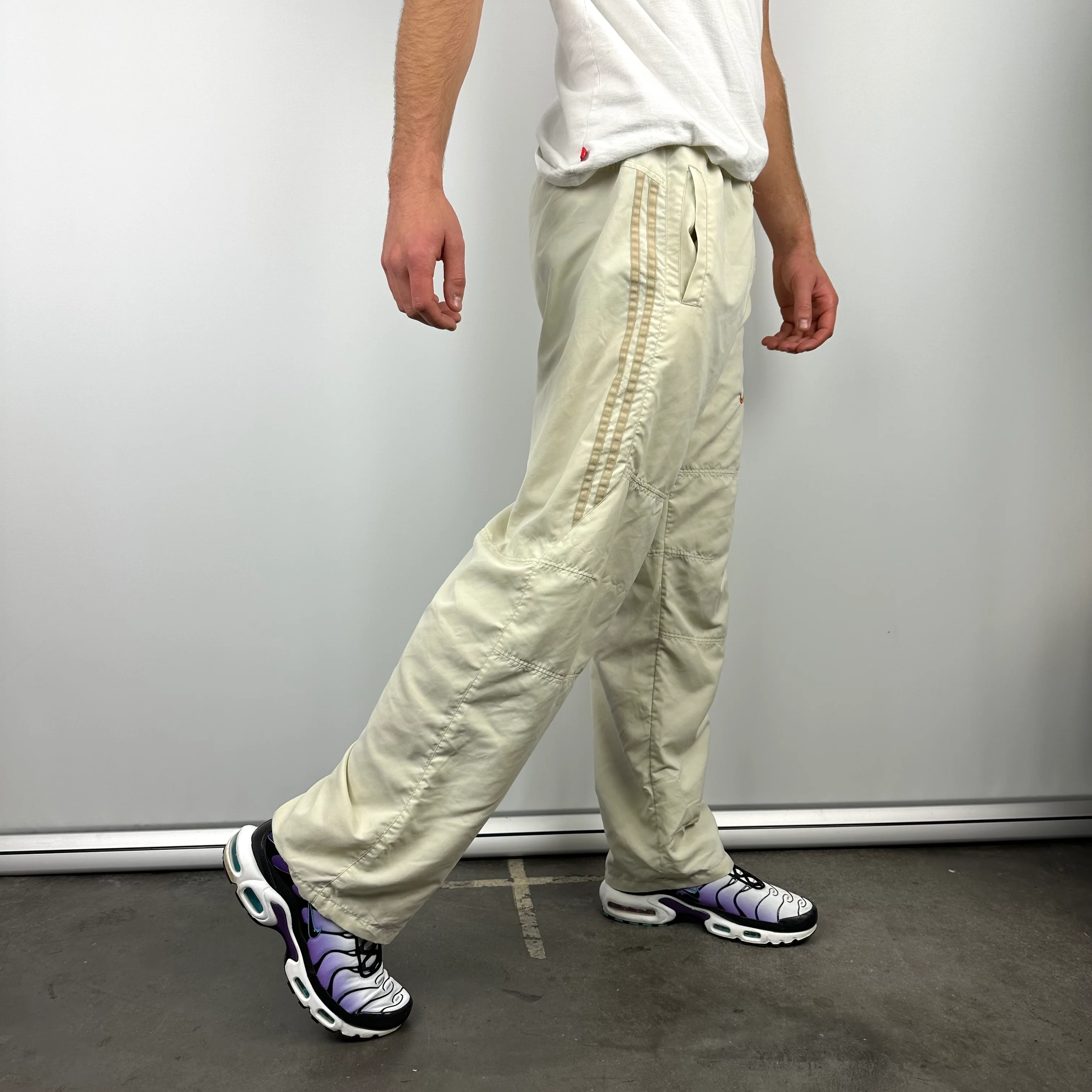 Nike Cream Embroidered Swoosh Track Pants (M) - Image 4