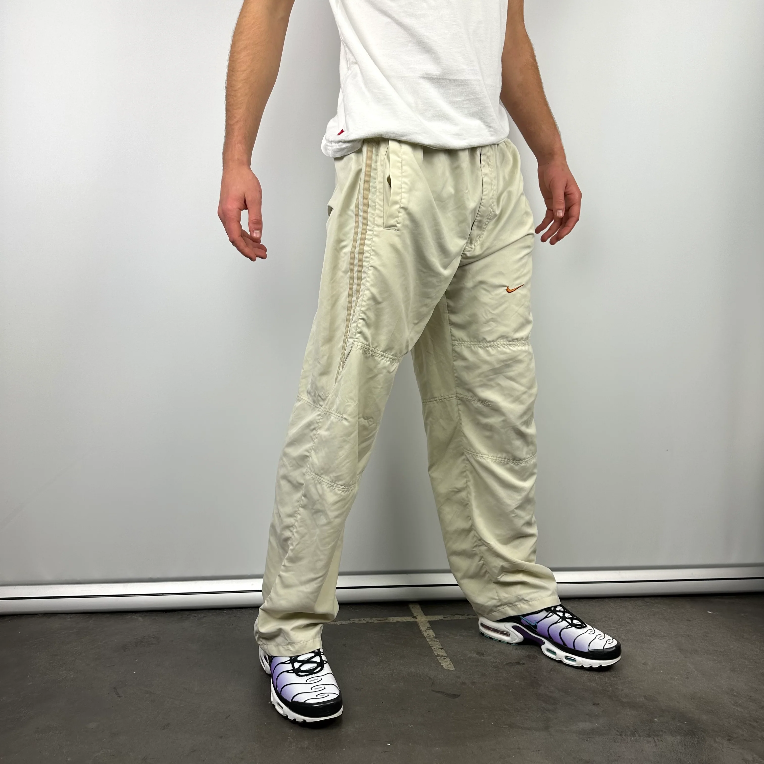 Nike Cream Embroidered Swoosh Track Pants (M) - Image 5