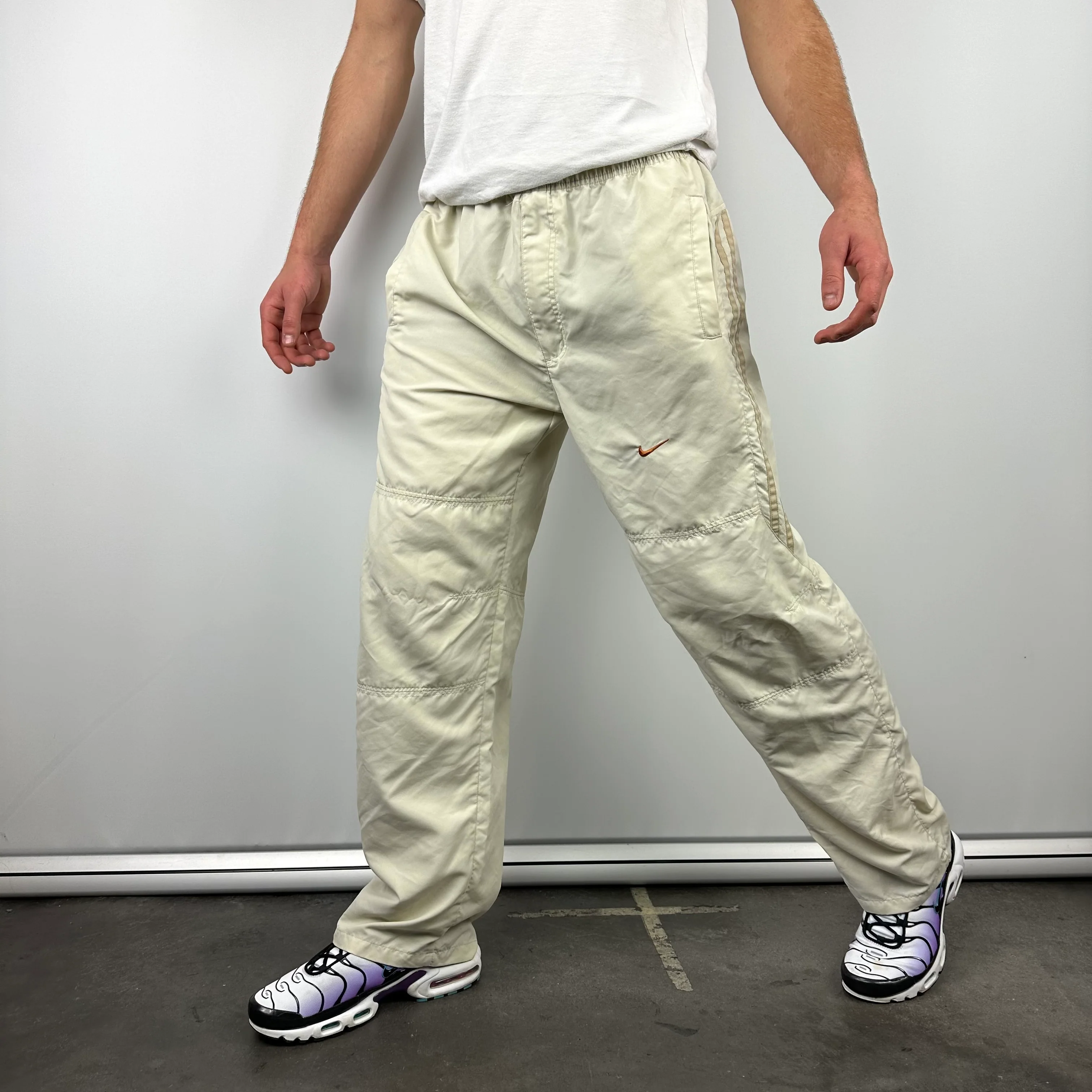 Nike Cream Embroidered Swoosh Track Pants (M) - Image 6