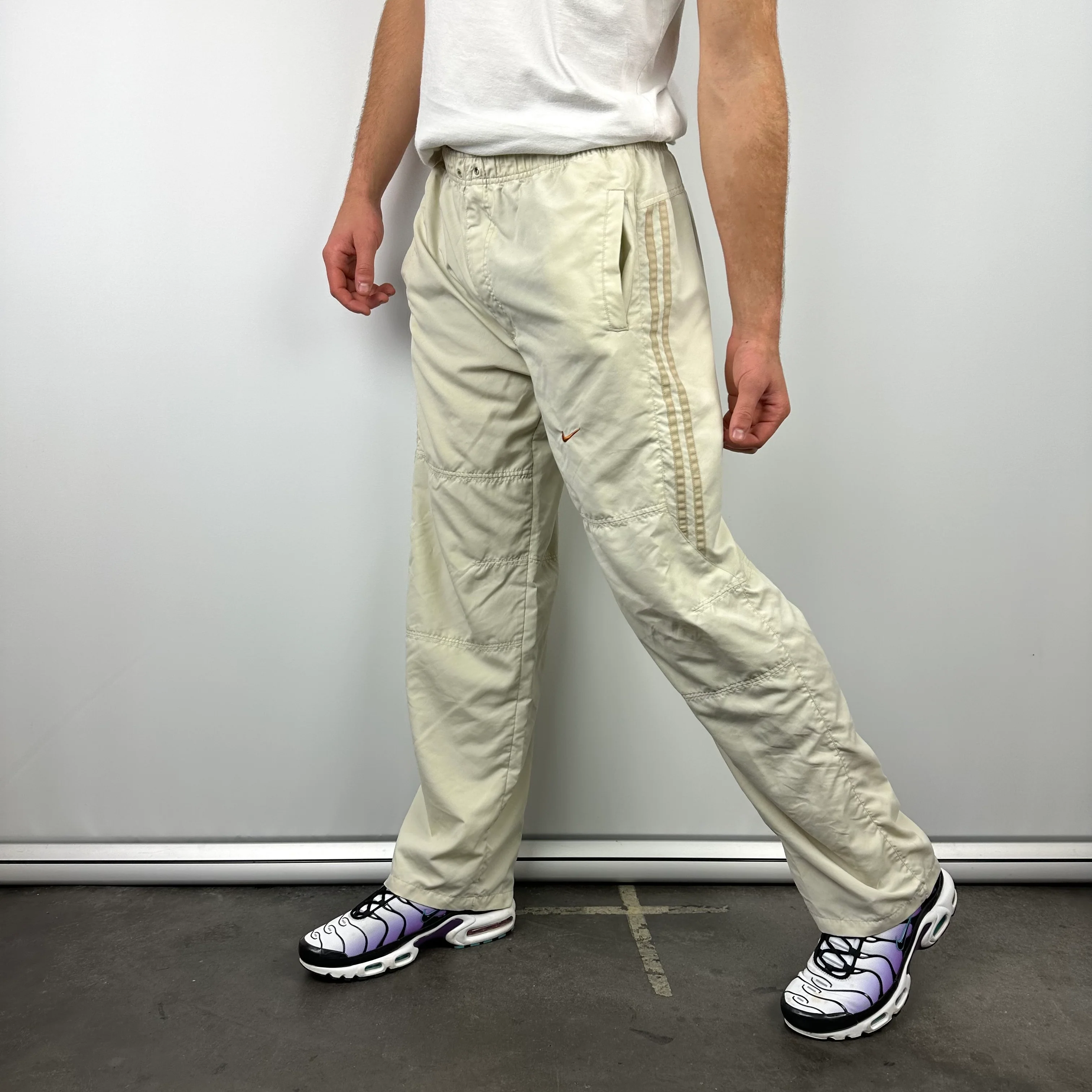 Nike Cream Embroidered Swoosh Track Pants (M) - Image 7