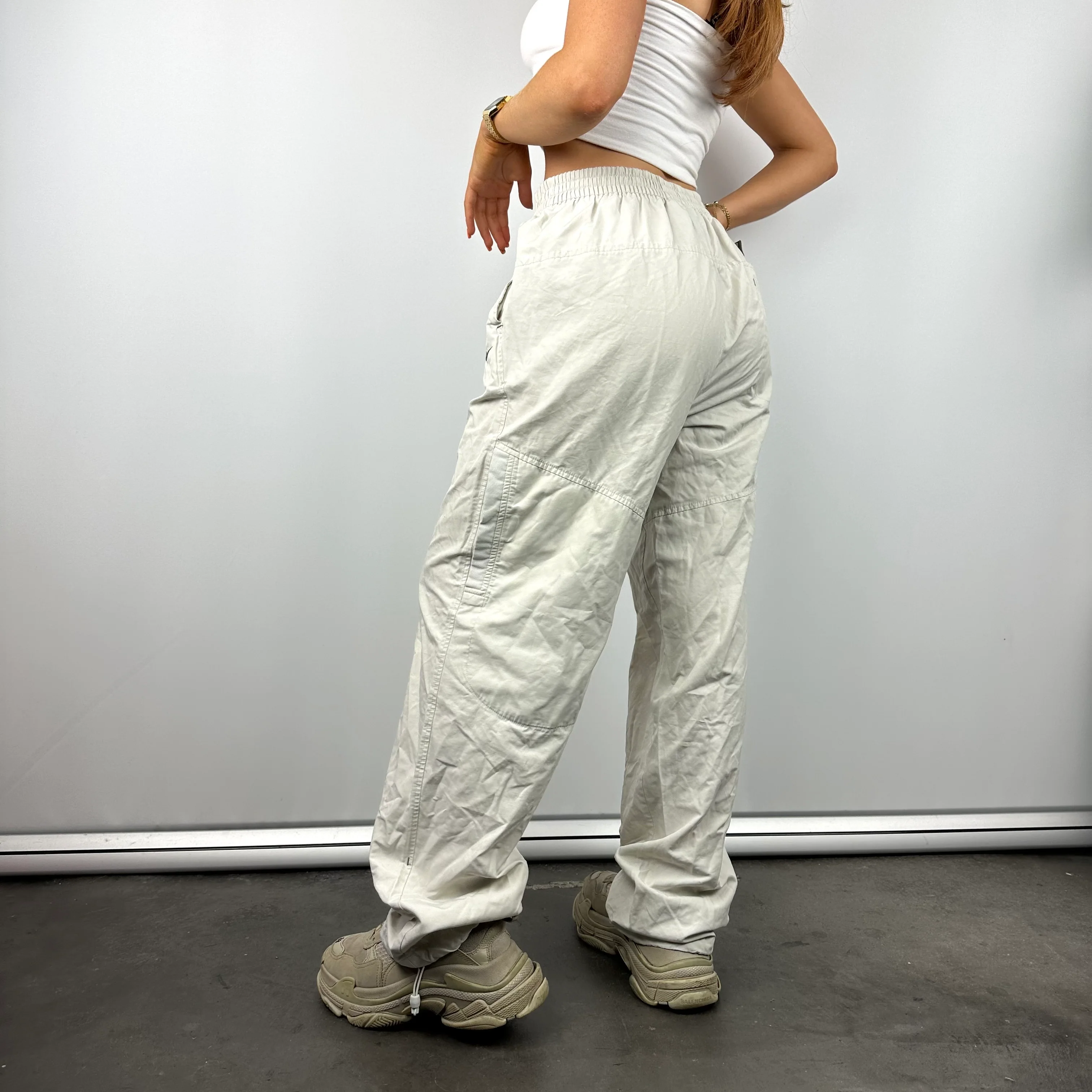 Nike Cream Embroidered Swoosh Track Pants (M) - Image 3