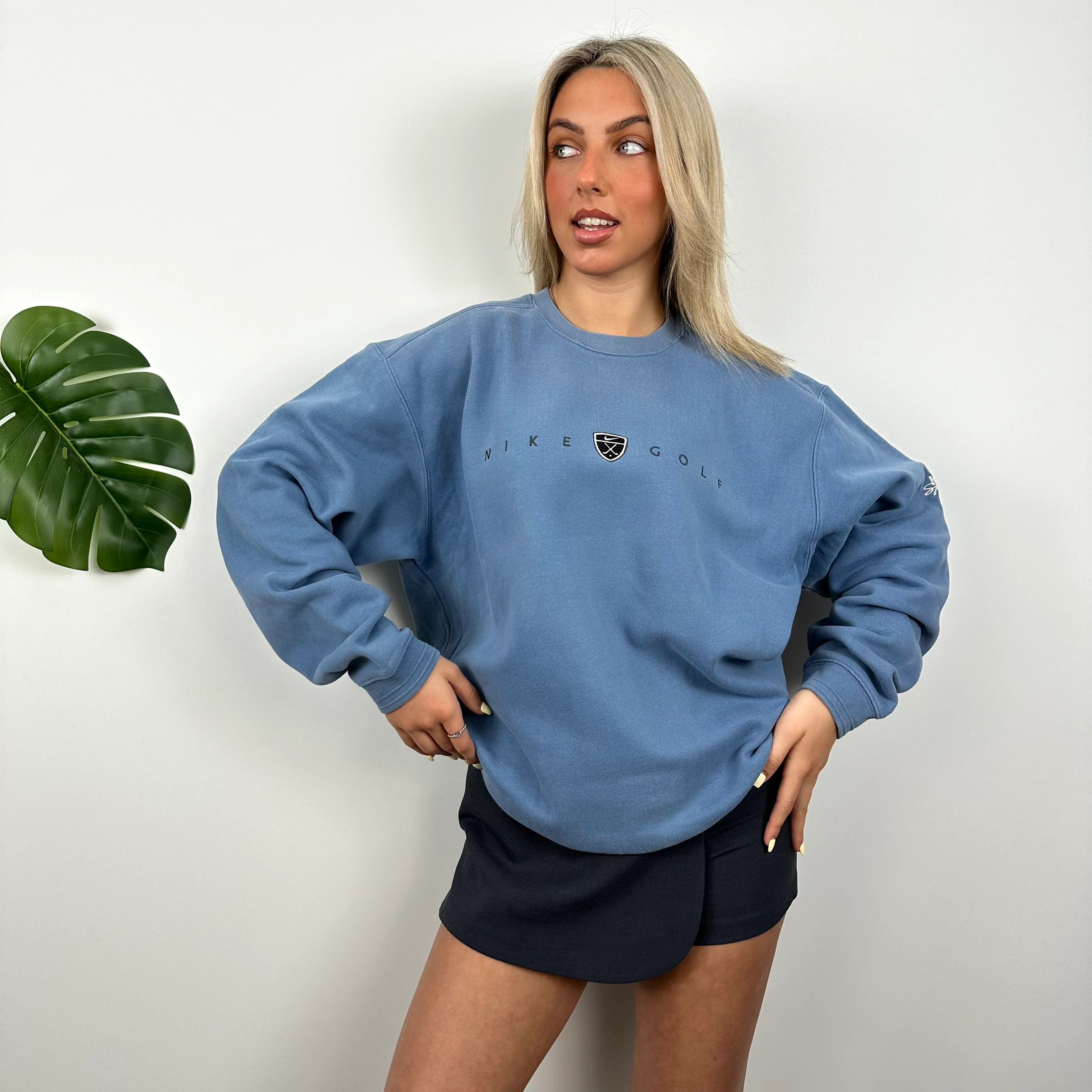 Nike Golf Blue Embroidered Spell Out Sweatshirt (M) - Image 2
