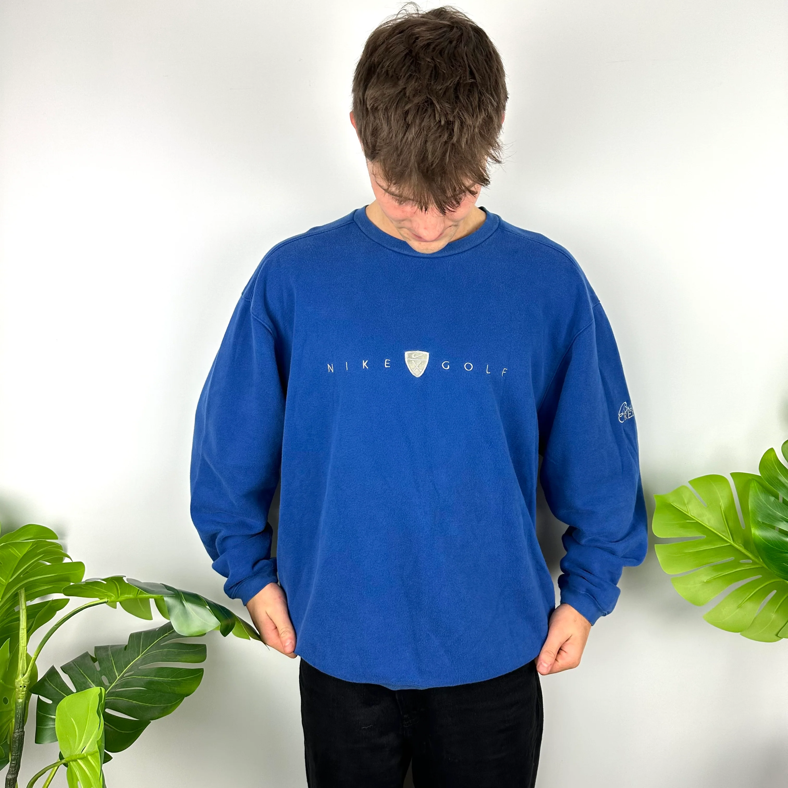 Nike Golf Blue Embroidered Spell Out Sweatshirt (L) - Image 3