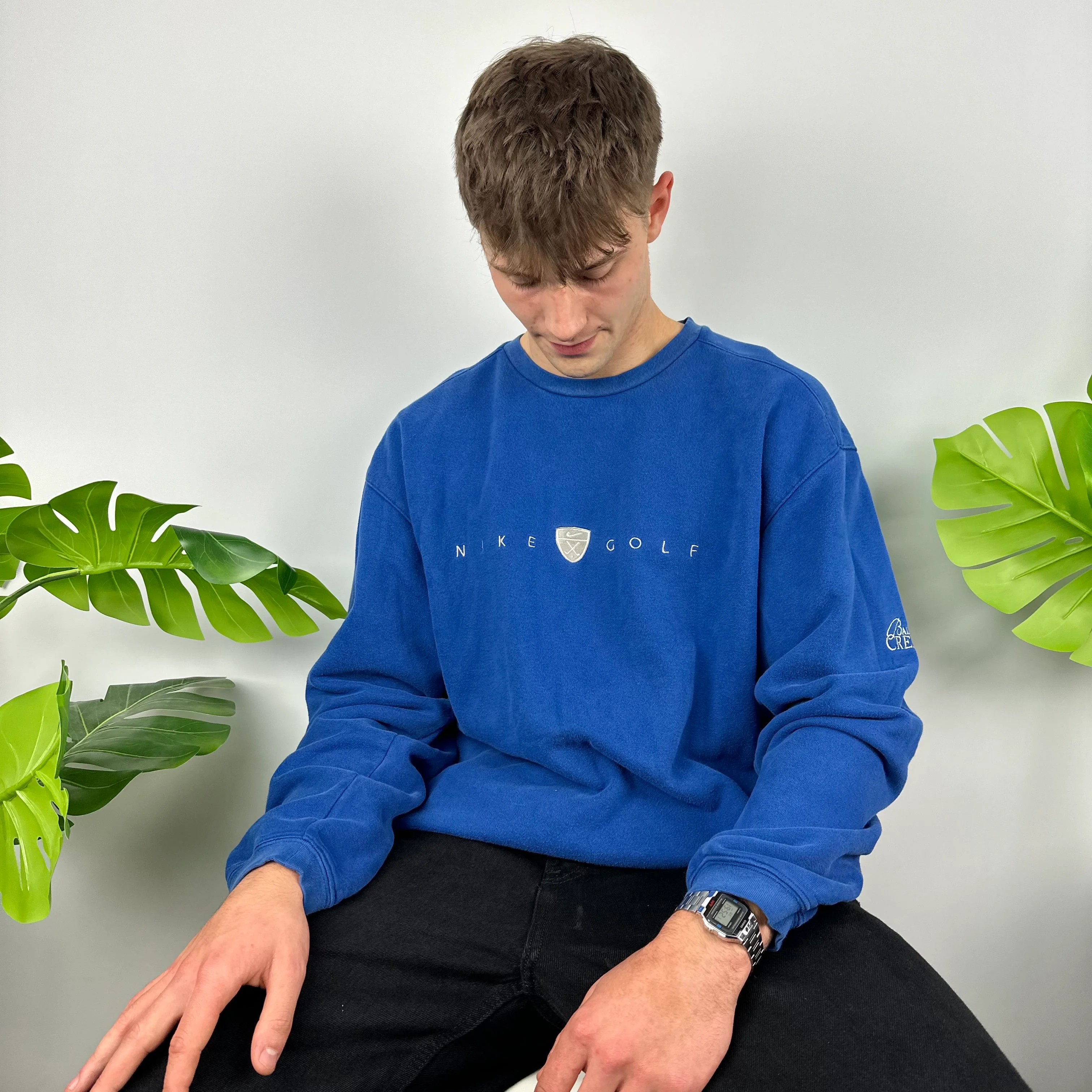 Nike Golf Blue Embroidered Spell Out Sweatshirt (L) - Image 4